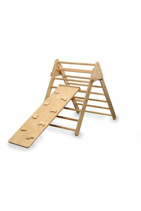 KIDOPPO Pikler Üçgeni ve Rampa Seti | Montessori Ahşap Tırmanma Oyuncağı | Tı...