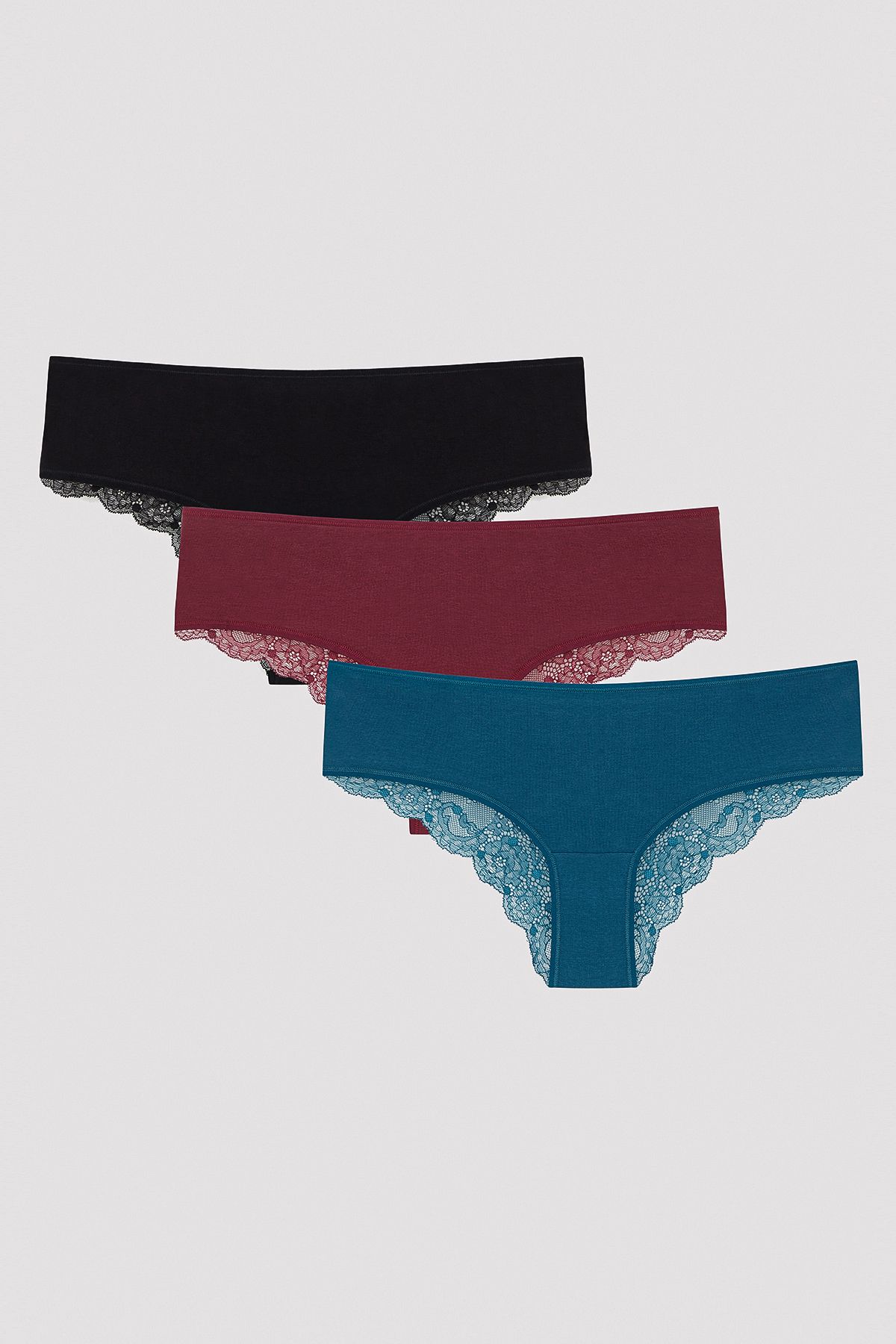 Penti-Dark Tones Lace Detailed 3-Piece Multicolored Hipster Panties 1