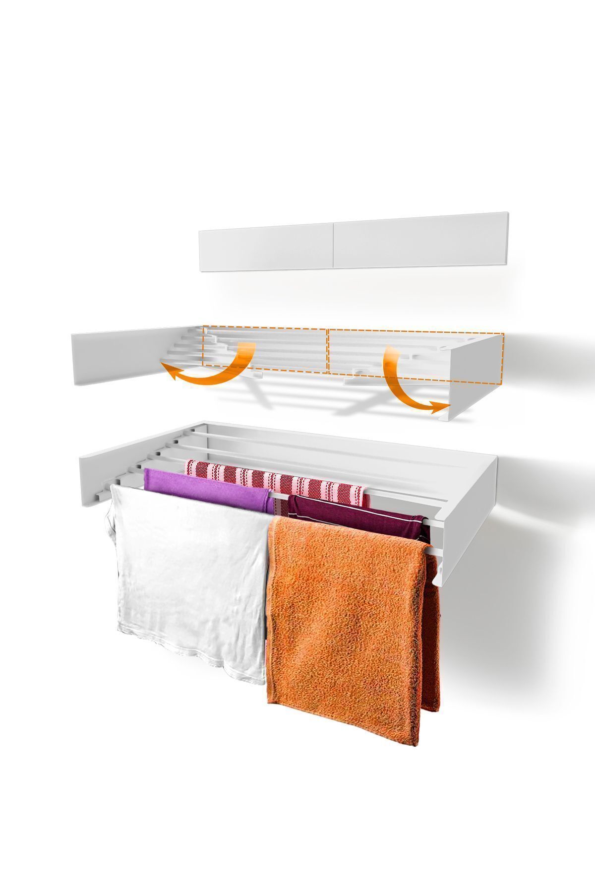 teknotrust Belize 70 Cm Katlanabilir Çamaşır Kurutma Askısı, Duvara Monte Kurutmalık, 5 Boru, 25 Kg, Paslanmaz