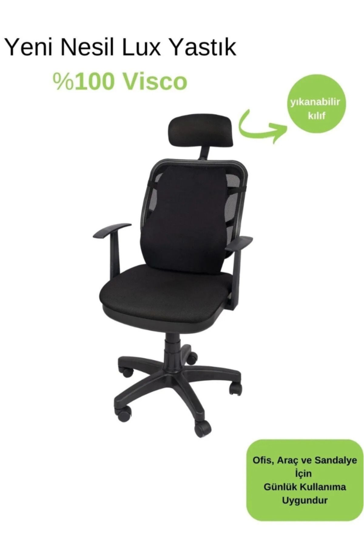 teknotrust Visco bel ve sırt destek minderi, ofis, ev, araç kullanımı için rahat ve ergonomik