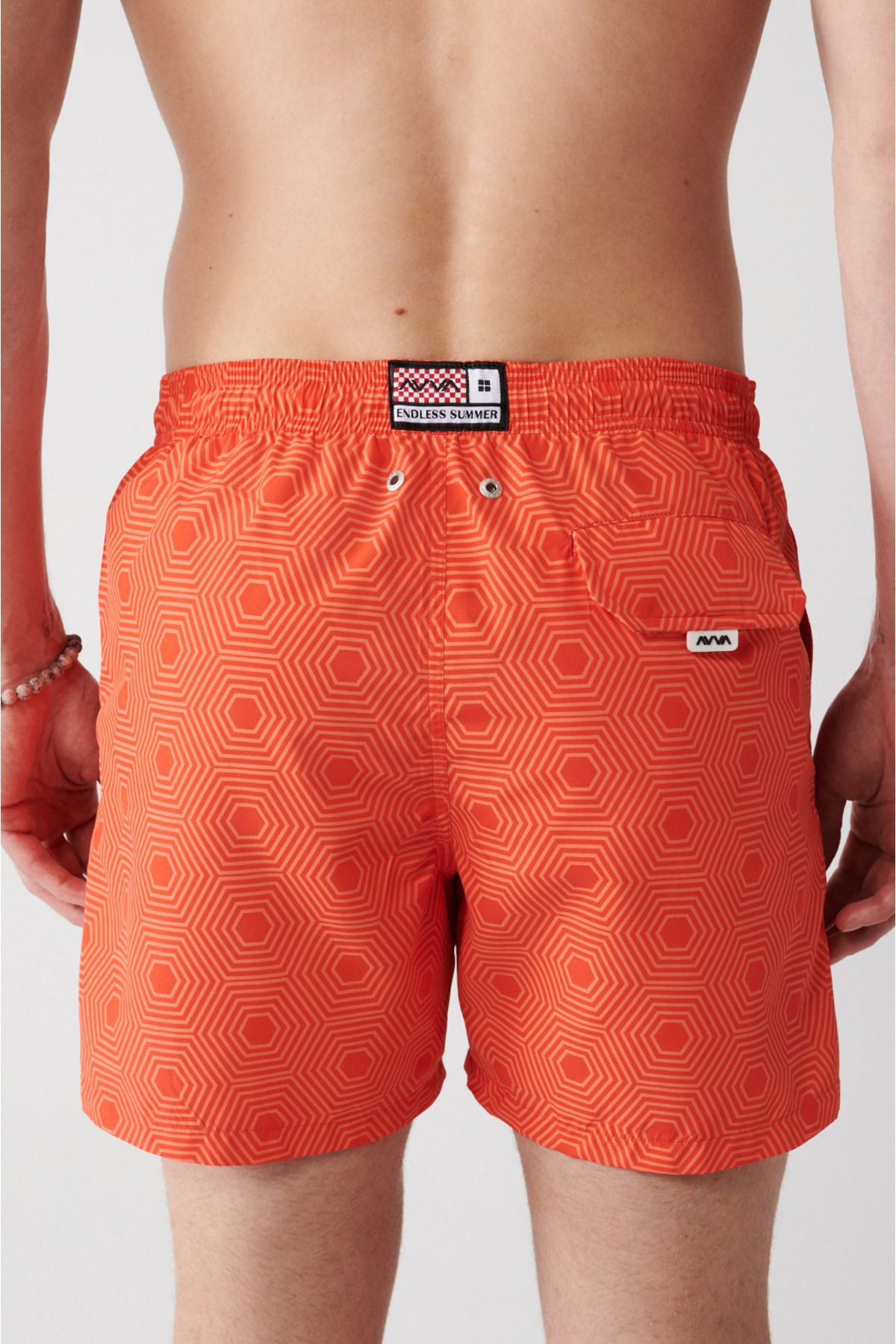 Avva-Orange Quick Dry Geometric Printed Standard Size Special Boxed Comfort Fit Swimsuit Sea Shorts 6