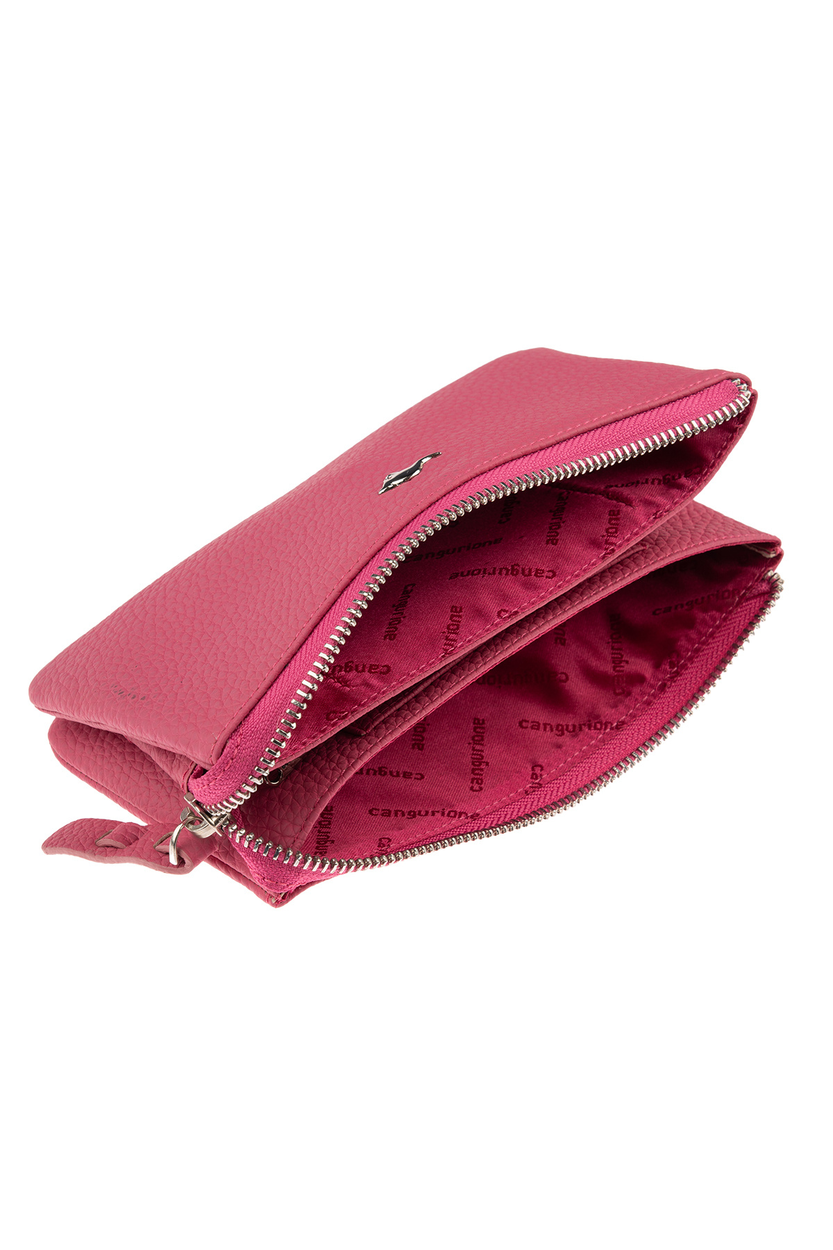 Cangurione-Fuchsia Genuine Leather Card Holder Portable Mirrored Wrist Strap Phone Wallet Women's Wallet Hand Bag 4
