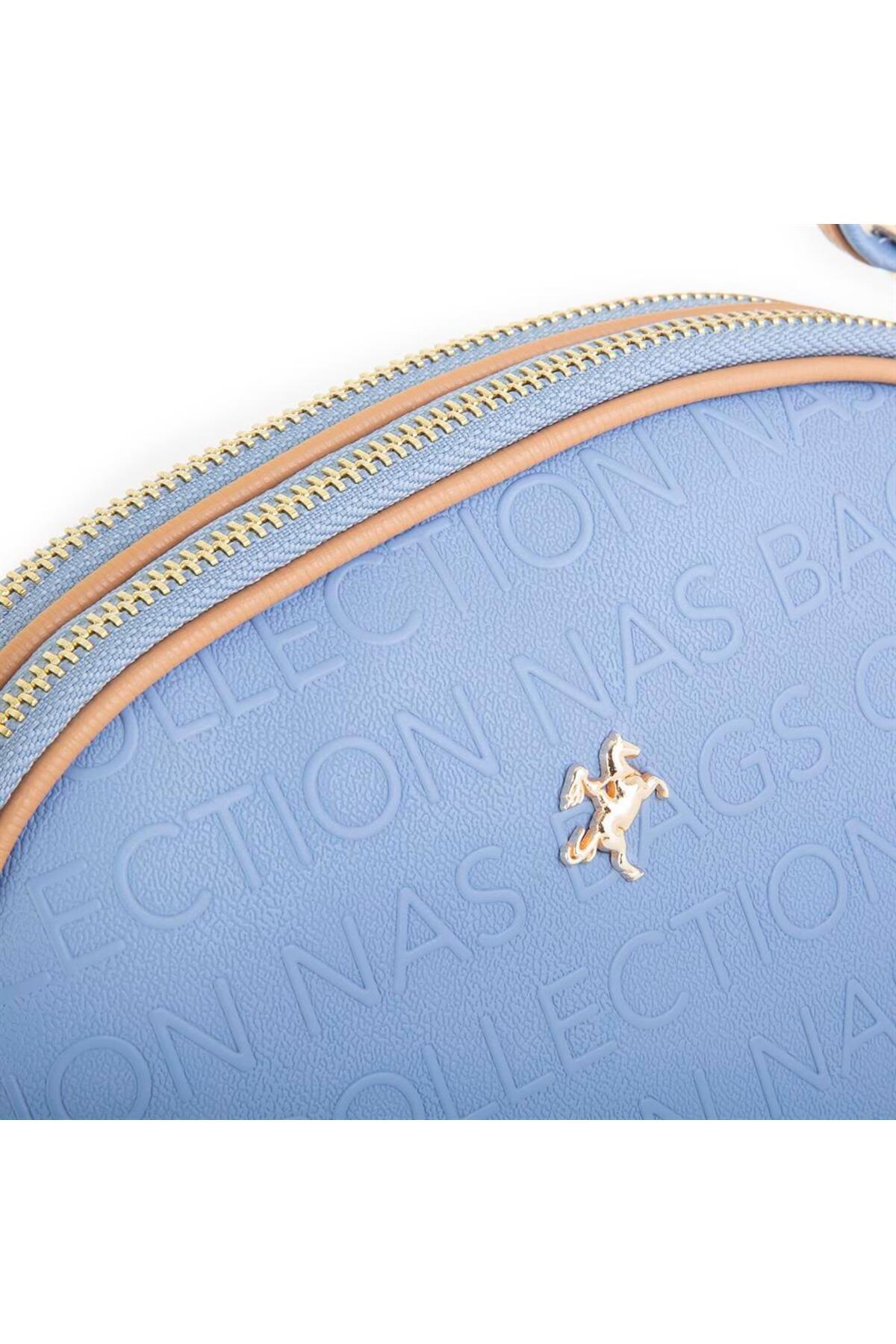 Nas Bag-Geantă Crossbody de damă Blue Camel Embossed 2
