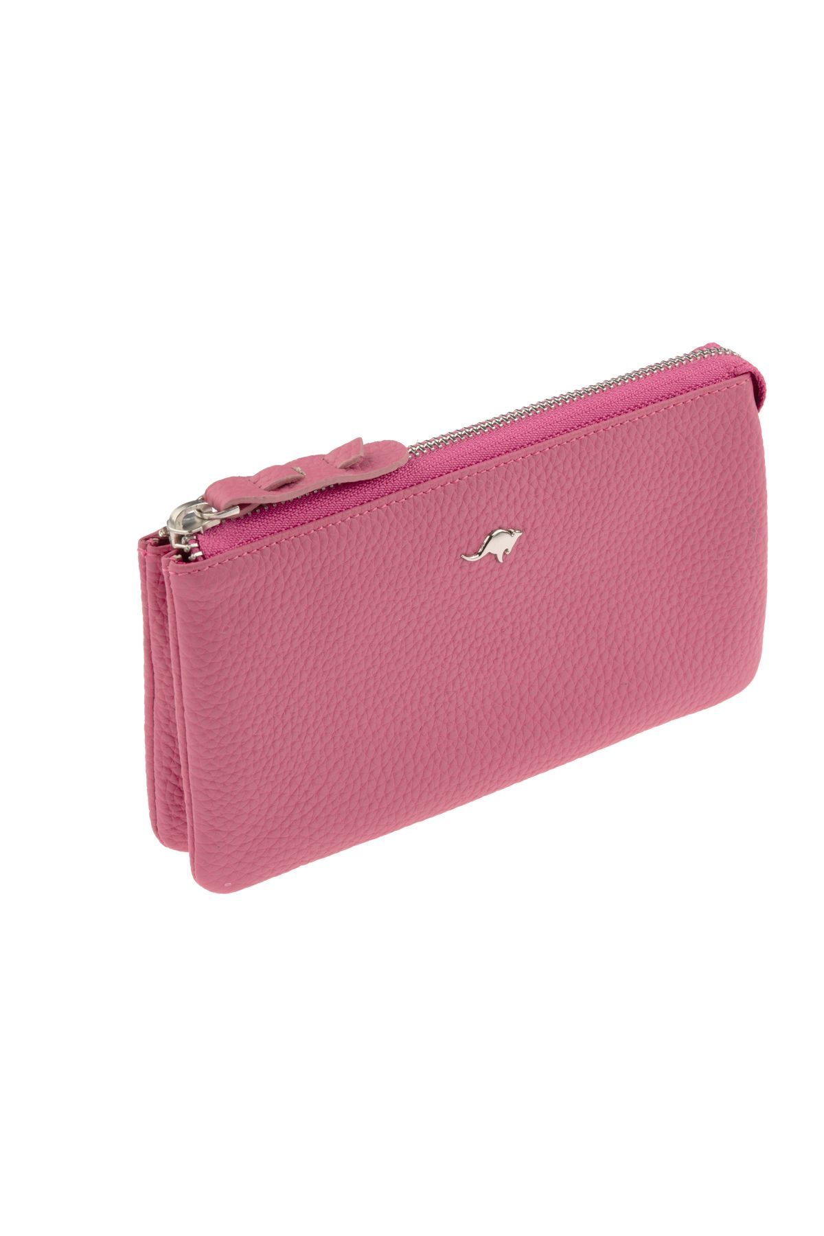 Cangurione-Fuchsia Genuine Leather Card Holder Portable Mirrored Wrist Strap Phone Wallet Women's Wallet Hand Bag 5