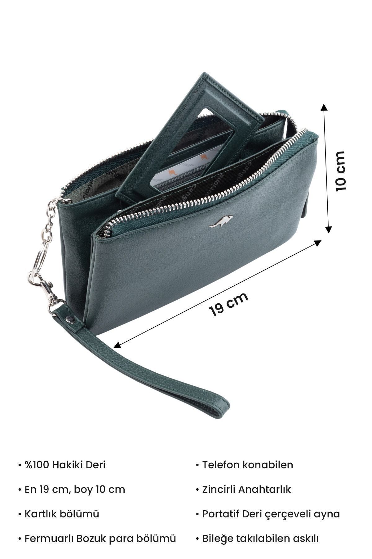 Cangurione-Fuchsia Genuine Leather Card Holder Portable Mirrored Wrist Strap Phone Wallet Women's Wallet Hand Bag 6