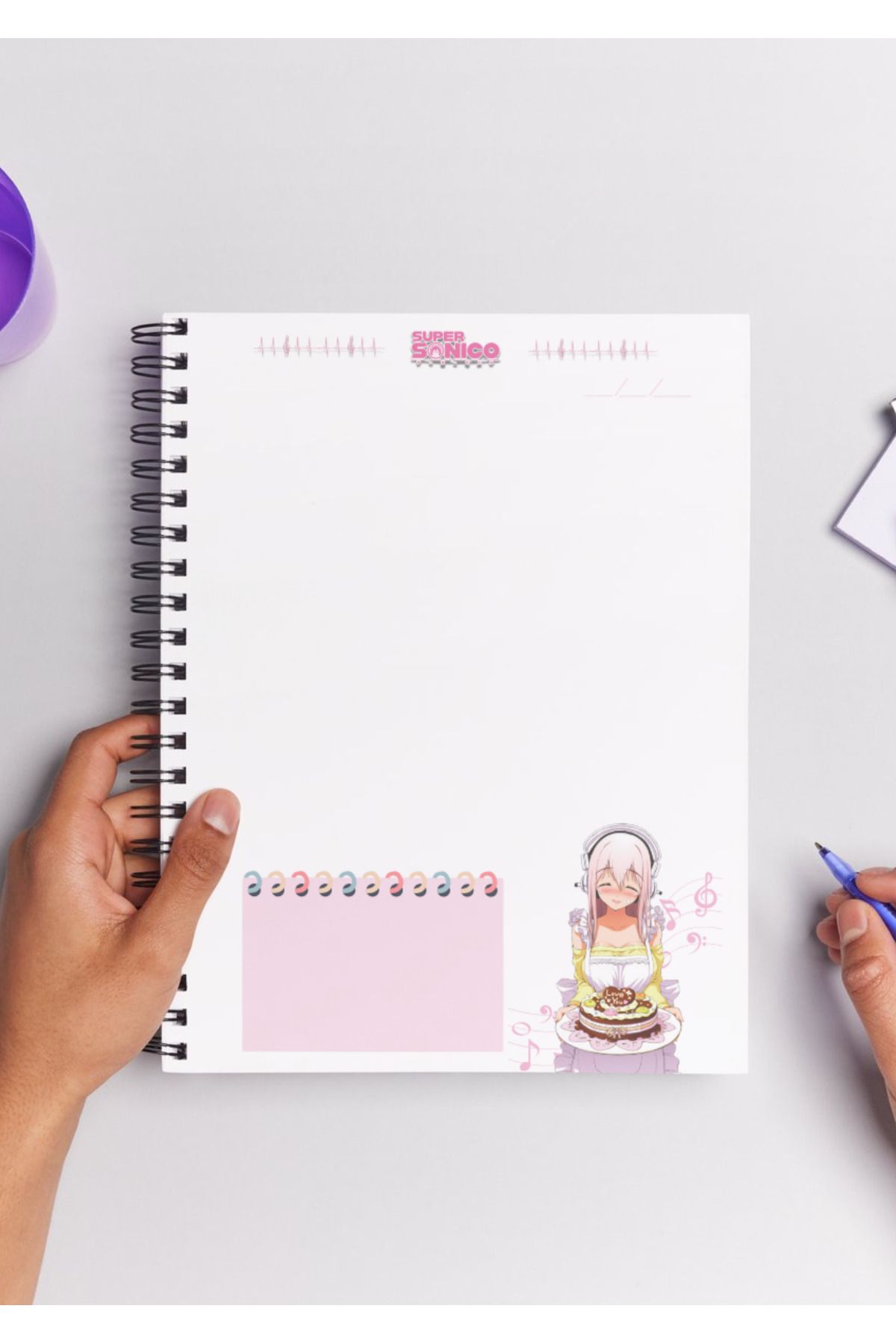 Home-Super Sonico Anime Patterned A5 Spiral Notebook 2