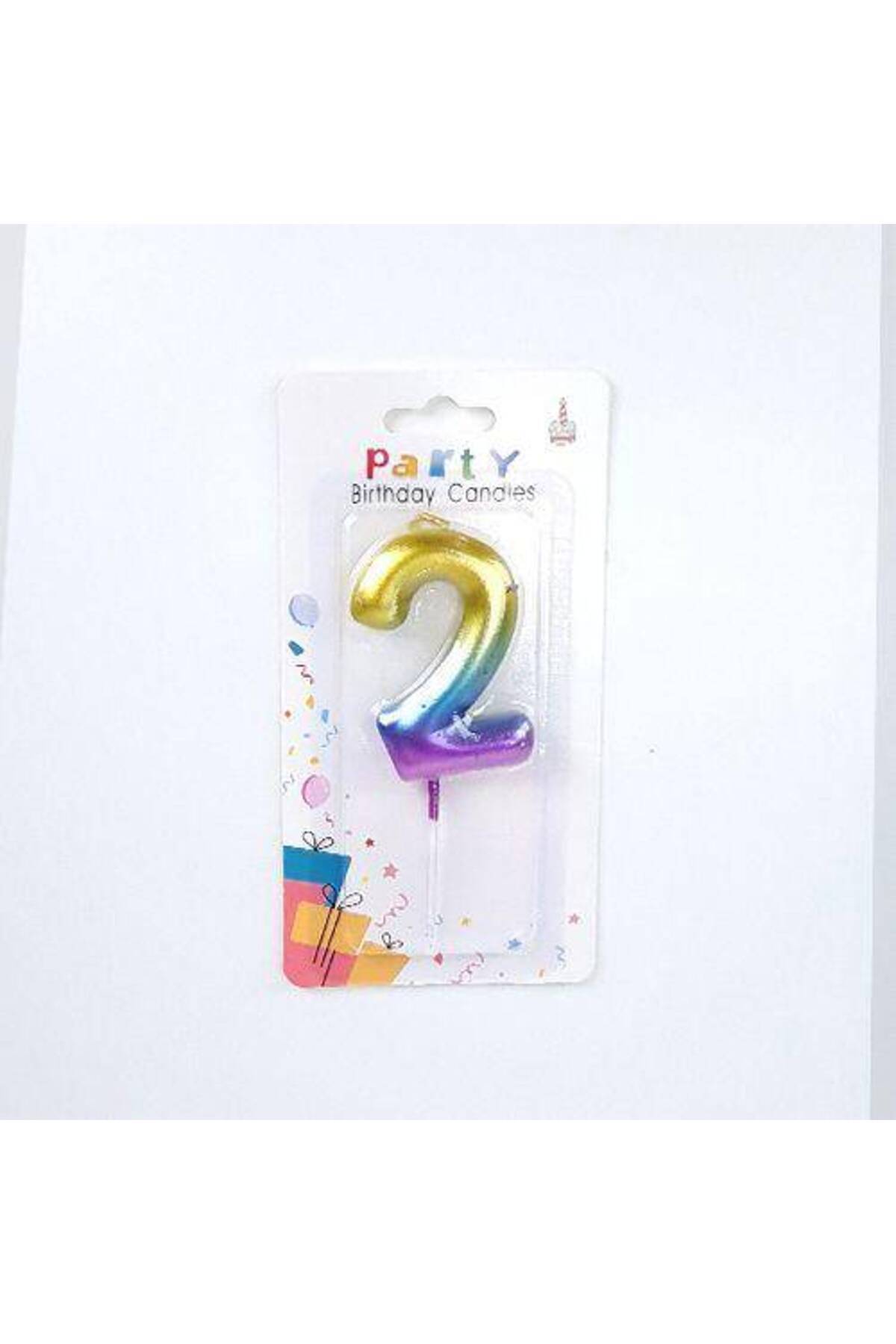 Parti Dükkanım Renkli Metalik Rakam Pasta Mum - 2