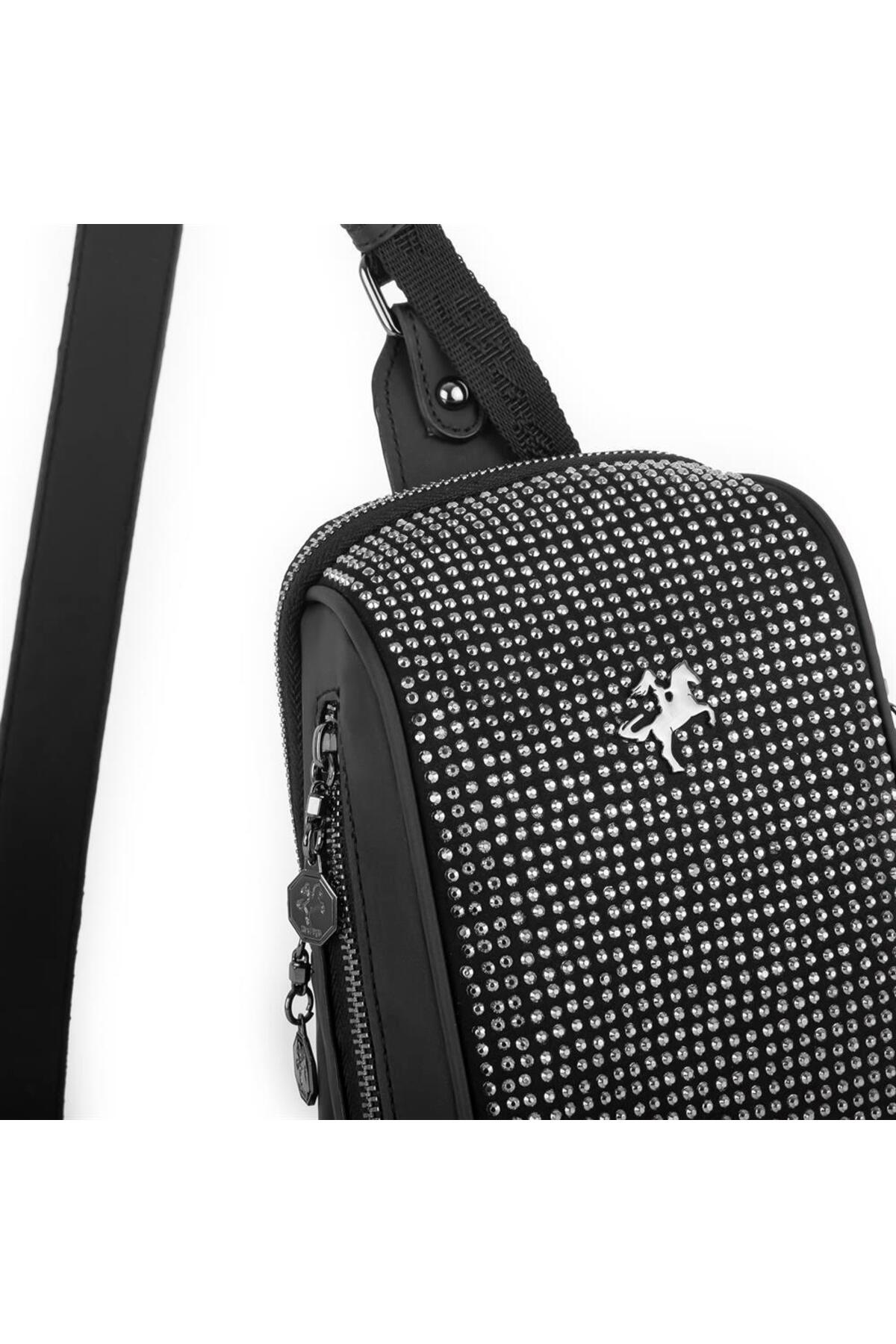 Nas Bag Bel ve Body Bag Siyah Gümüş Tasli görsel 5