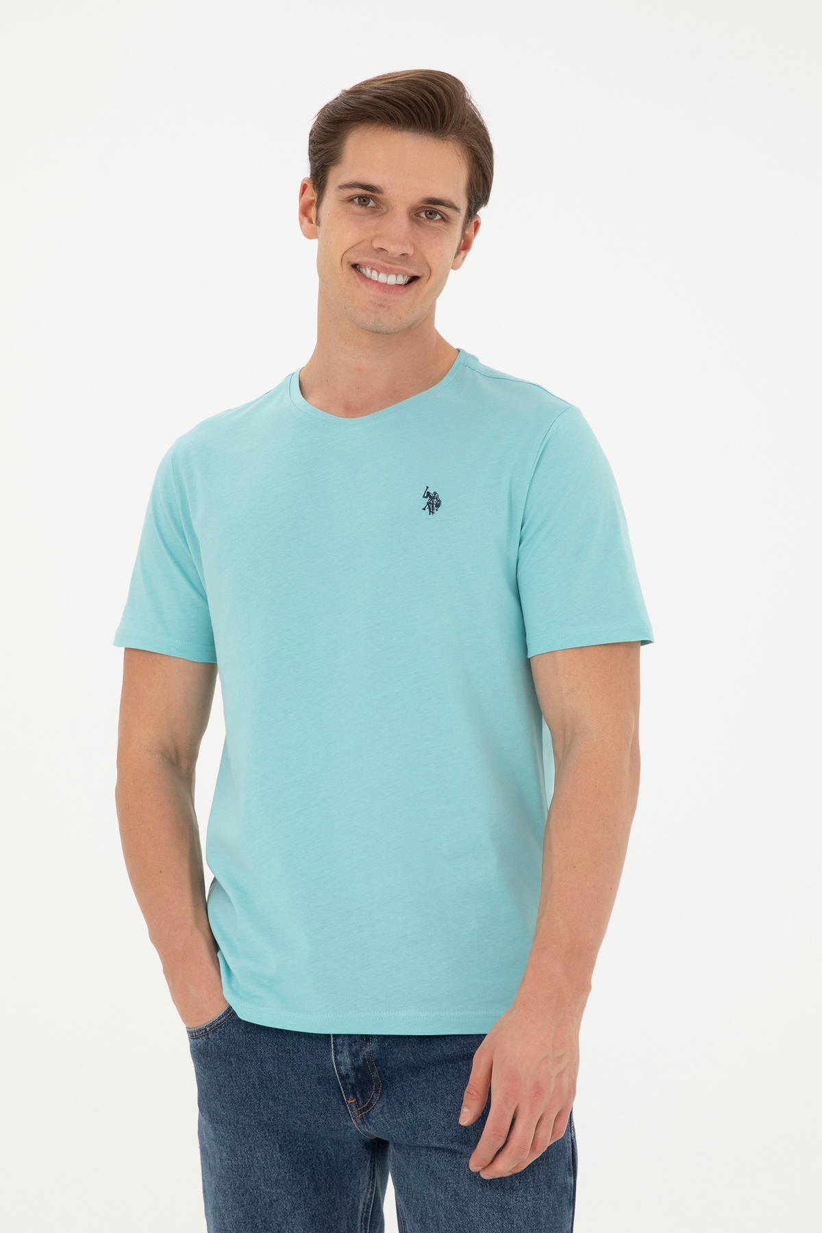 یو اس پولو تی شرت مردانه طرح نعناع کد ۵۰۲۷۹۶۳۲-VR090