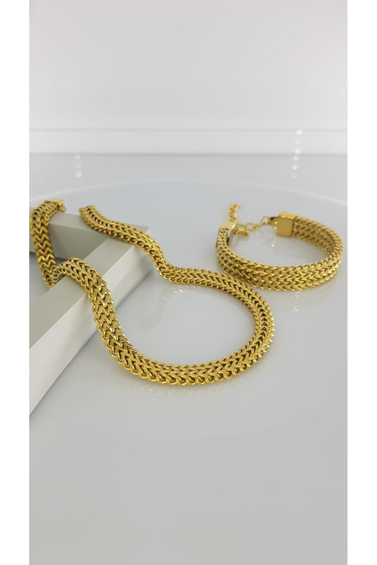 SONES Kalın Örgü Çelik Takı Seti Sns504