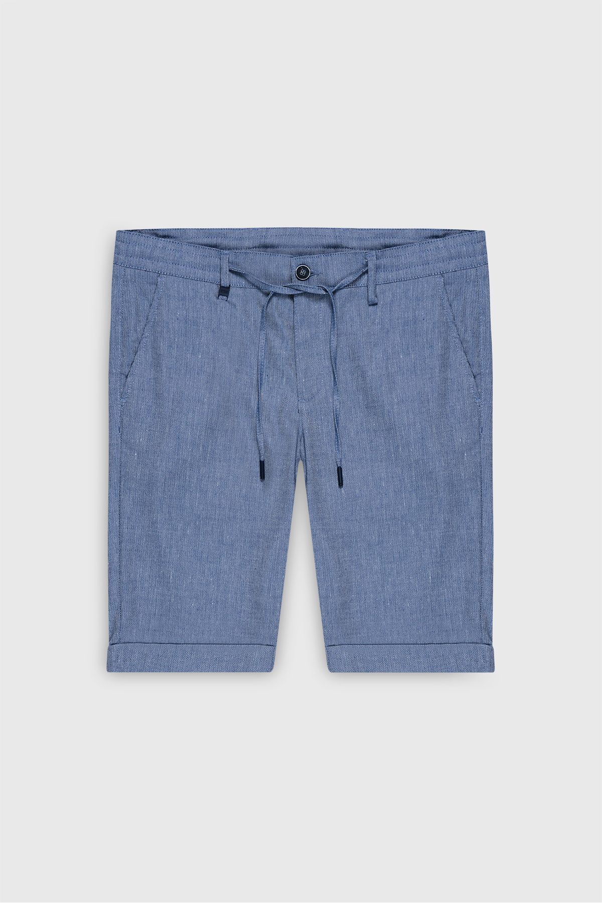 ALTINYILDIZ CLASSICS Pantaloni Scurți Pentru Bărbați, Albastru Bleumarin, Slim Fit, Cu Buzunare Laterale, Cu Model Seersucker Masculin - 48