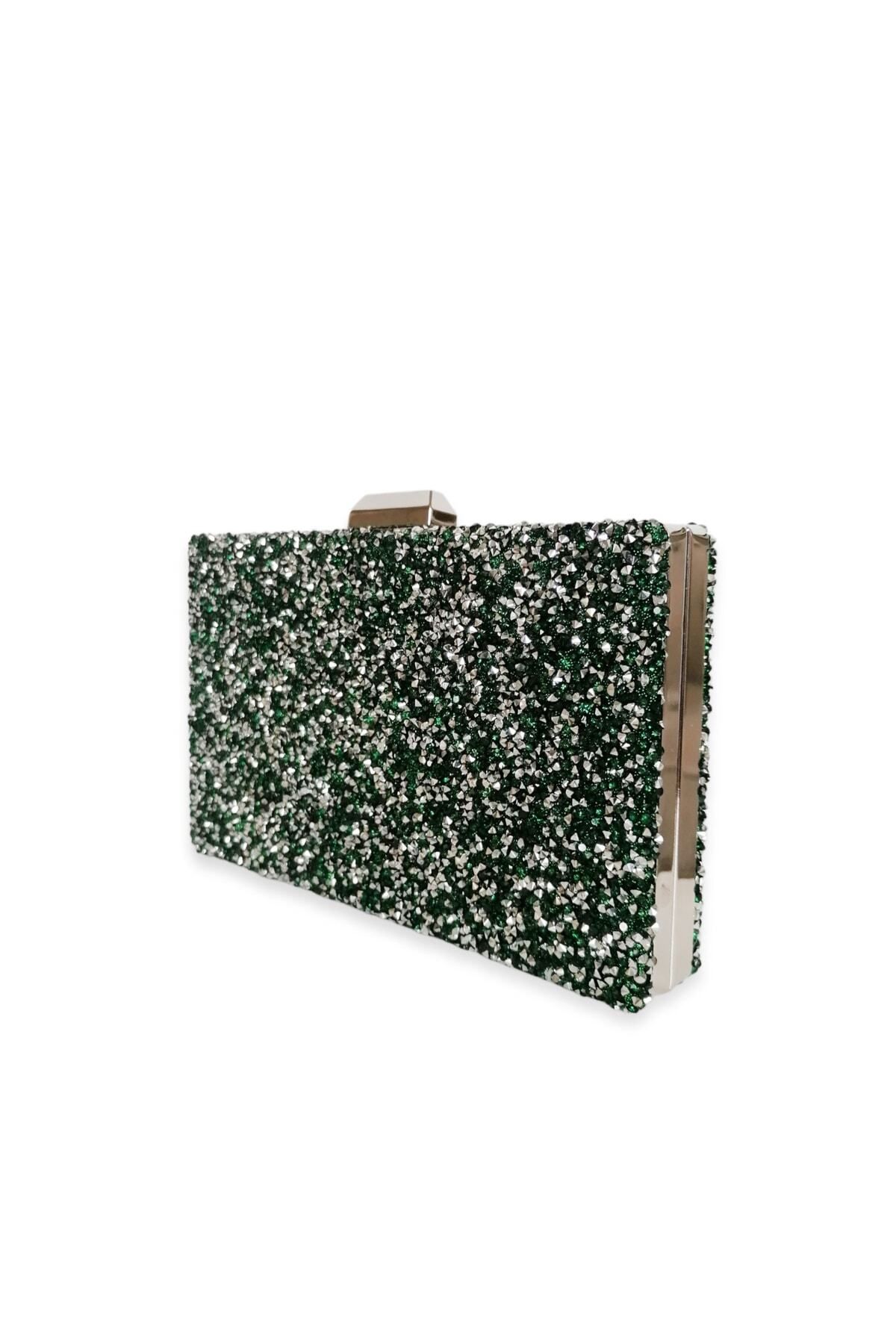 Seri-Geanta de seara cu pietre de culoare verde inchis Geanta de seara Geanta de logodna Geanta de nunta Geanta lucrata manual Geanta cu lant 3