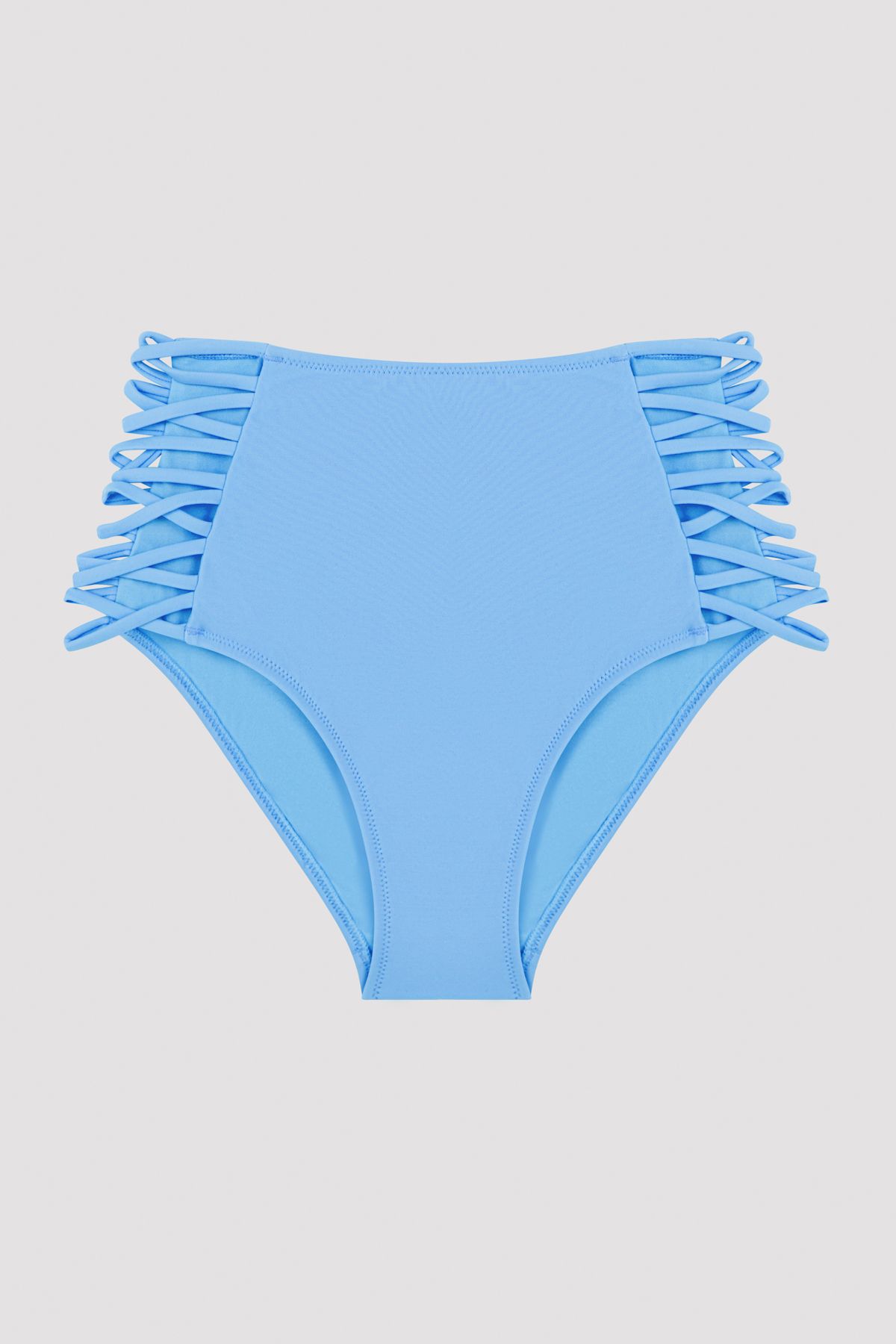 Penti-Blue Basic High Waist Bikini Bottom with Rope Detail on the Sides 4