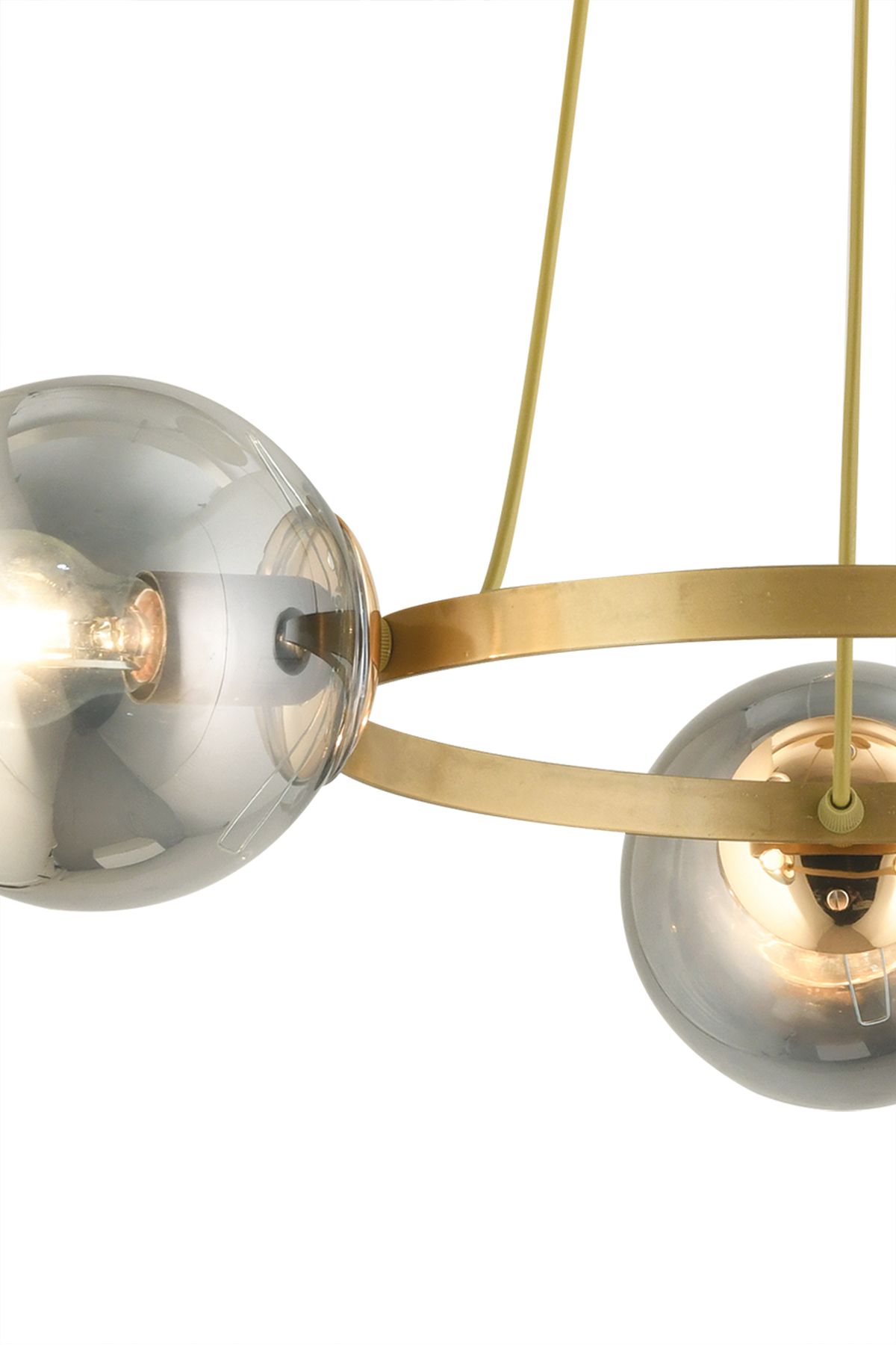 SONSUZ AYDINLATMA&AVİZE-Endless Antique 3-Piece Ring Smoked Globe Glass Modern Chandelier 5