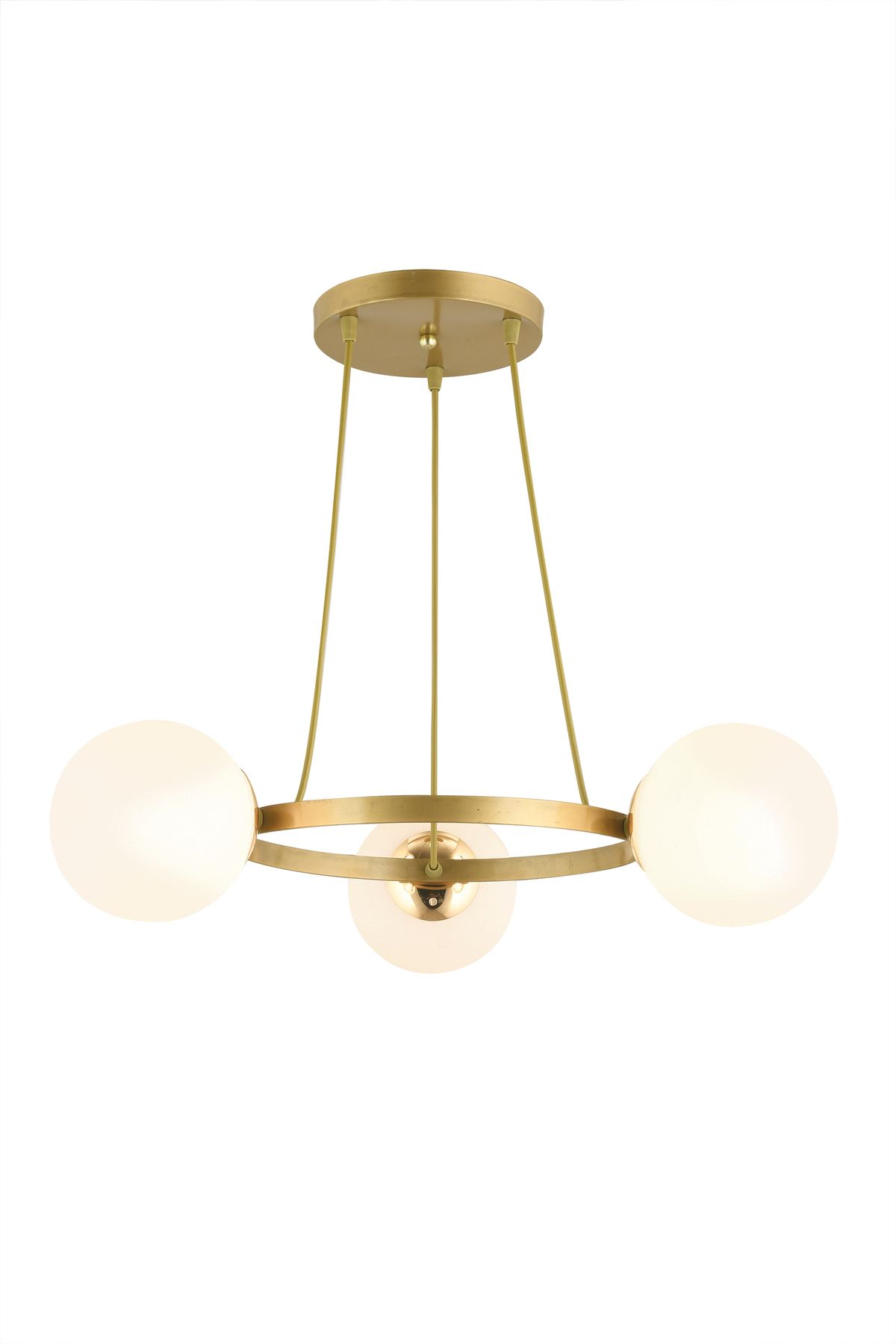 SONSUZ AYDINLATMA&AVİZE-Endless Antique 3-Piece Ring White Globe Glass Modern Chandelier 2