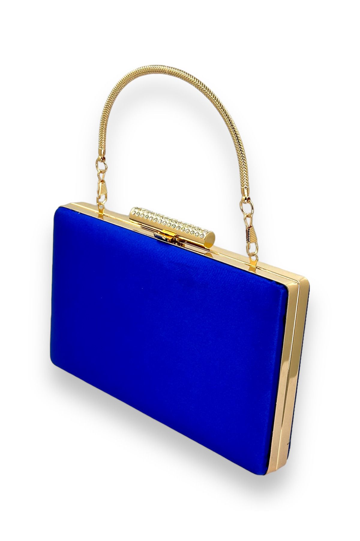 Seri Geantă De Seară Din Piatră De Cristal Satinat - Saks Blue, Geantă De Absolvire De Mireasă Cu Henna Femeie - One Size