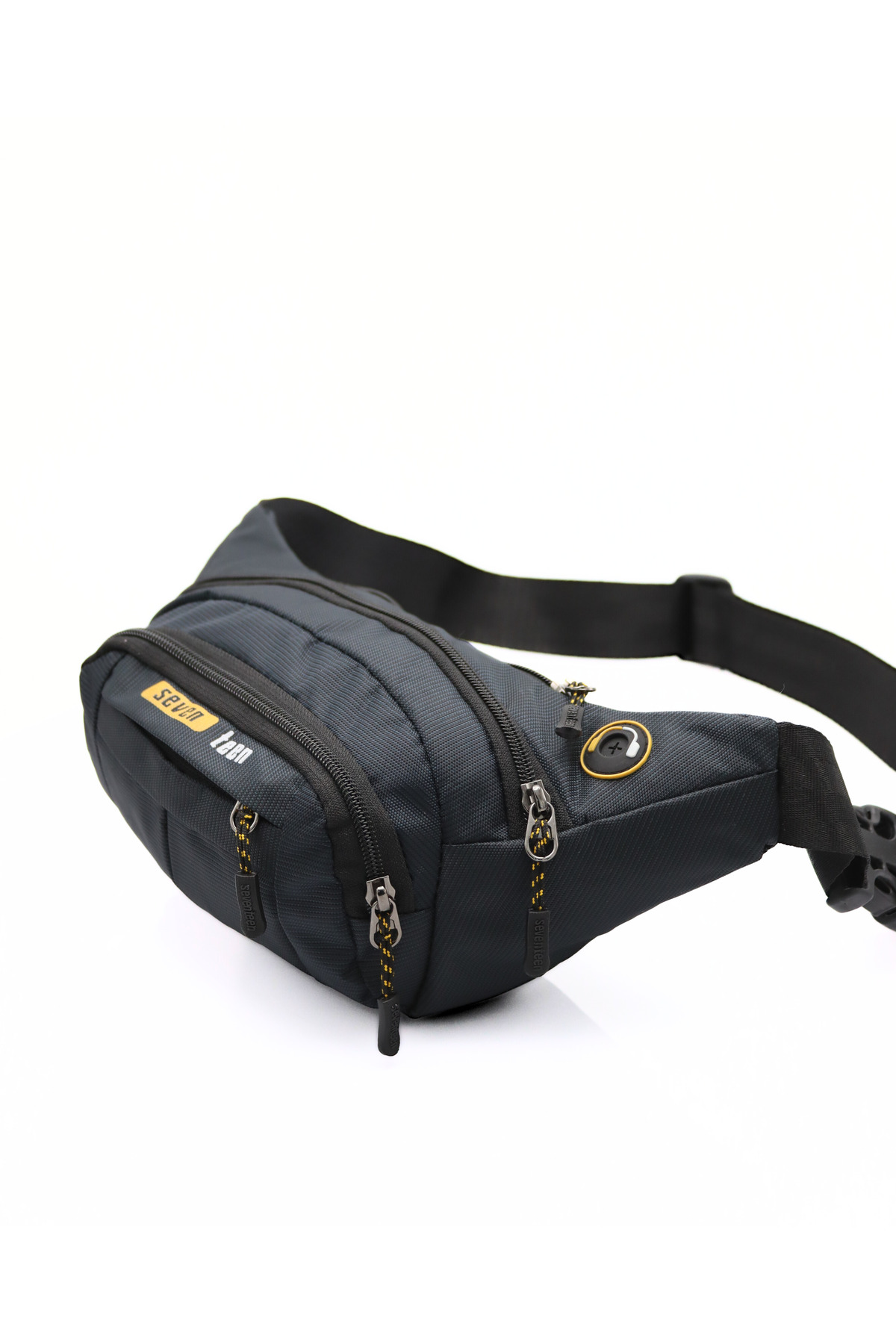 SEVENTEEN  WillPolo Su geçirmez Quatro Kumaş Sarı Detaylı Çapraz Göğüs Çantası Bel Çantası Kulaklık Çıkışlı - Görsel 6