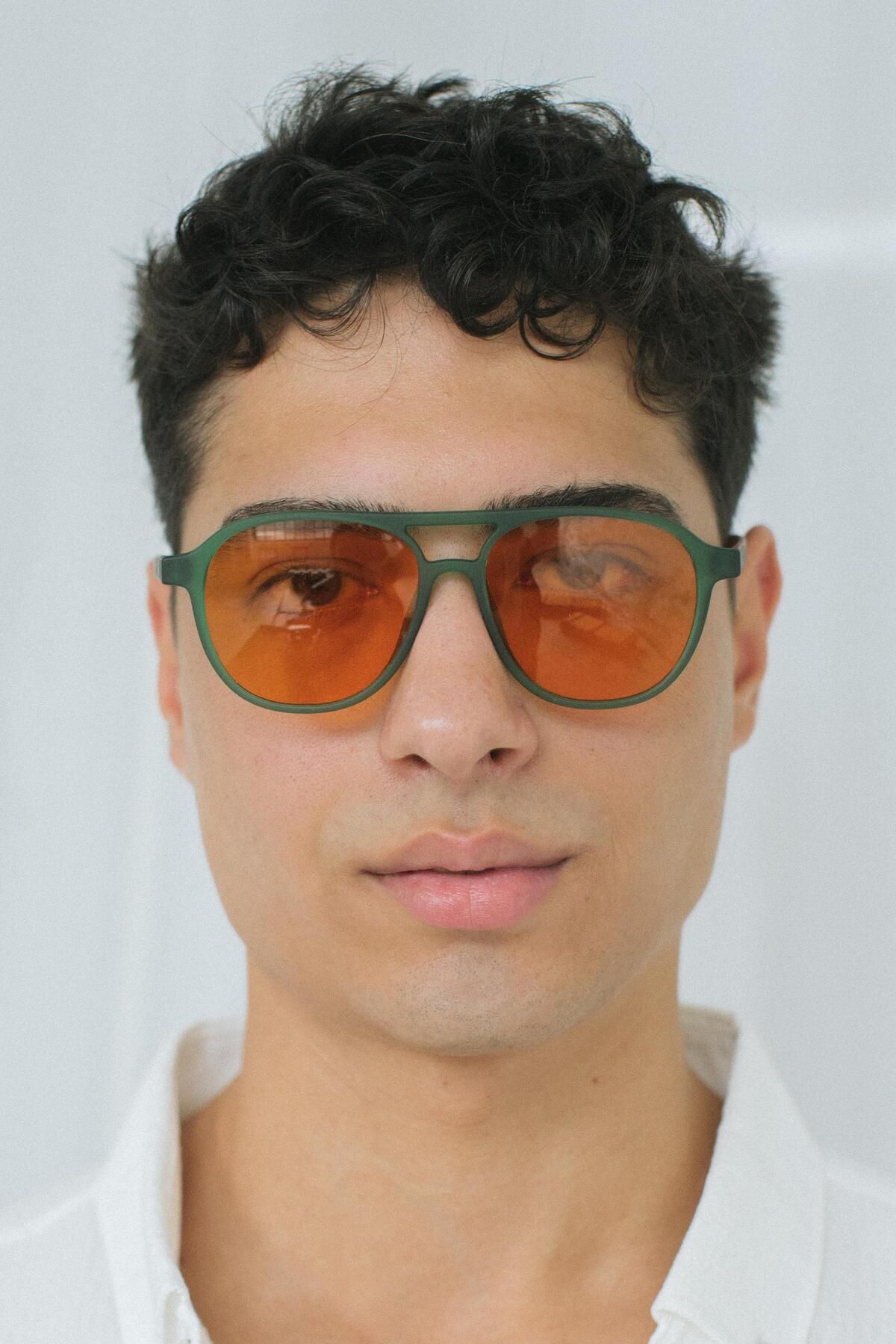 Bilge Karga-Richard Matt Green Orange Sunglasses for Men 1