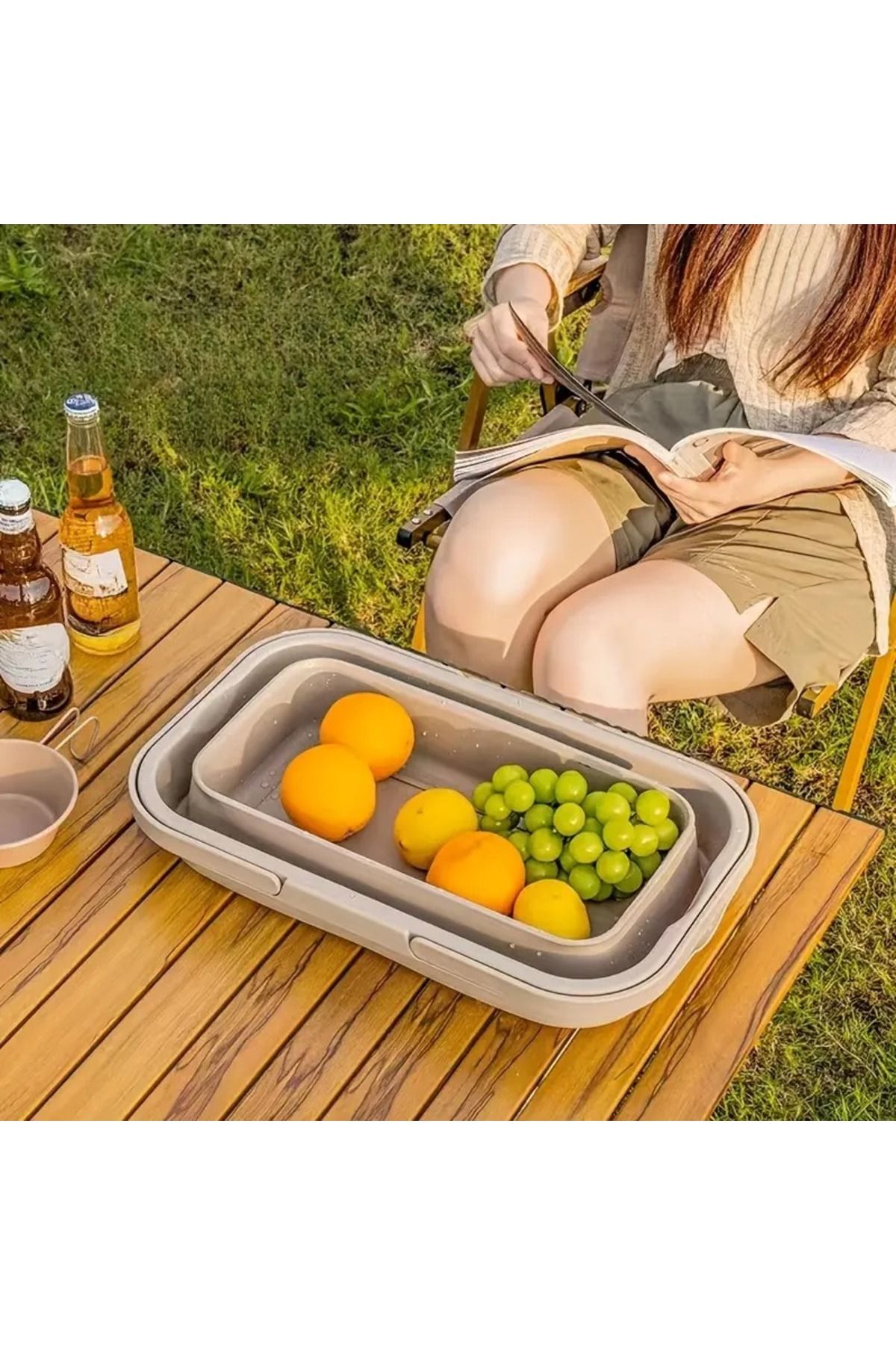 DENS-بهار إكستريمي متعدد الأغراض، ويتحول إلى طاولة - سلة نزهة قابلة للطي باللون البيج 4