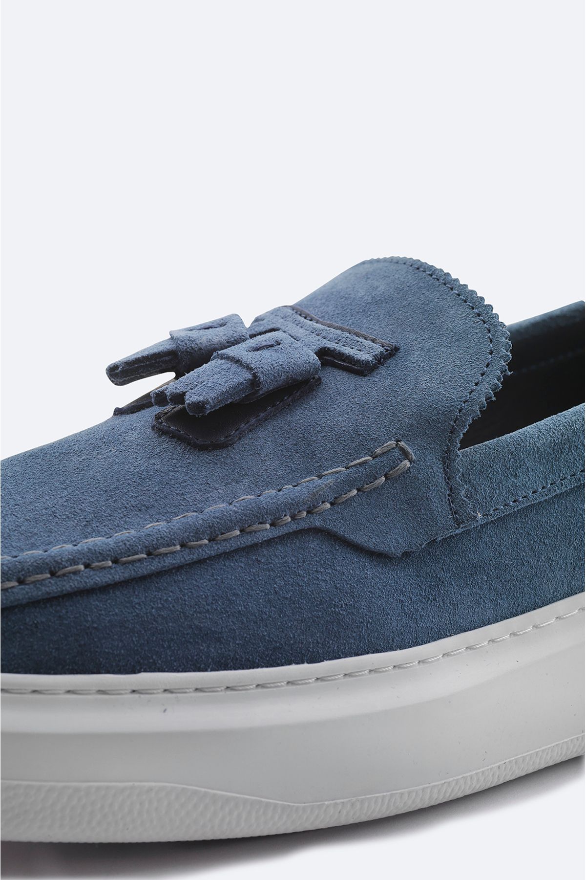 Avva-Men's Indigo Suede Leather Moccasin - A41y8029 3