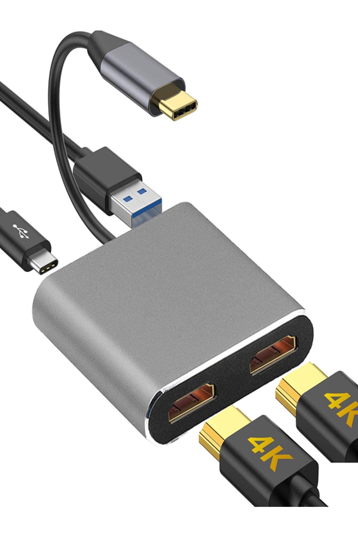 Soylu elektronik-Pc MacBook Screen Extender Dual HDMI Vga USB 3.0 4K 60Hz USB C Hub Display Dual Monitor Extender 1