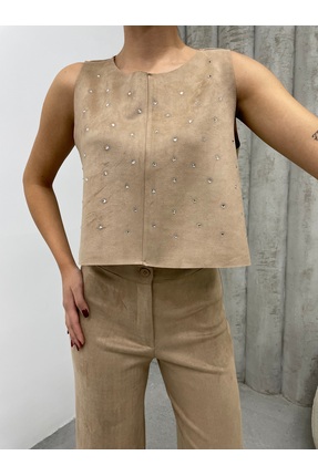 foto Vizon Taş İşlemeli Süet İkili Takım