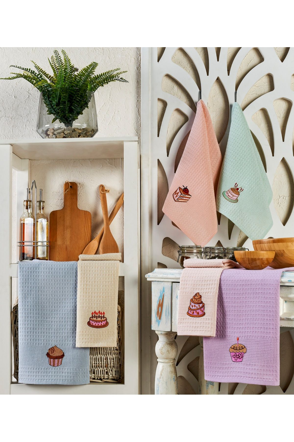6'lı Mutfak Kurulama Bezi Cupcake Seti