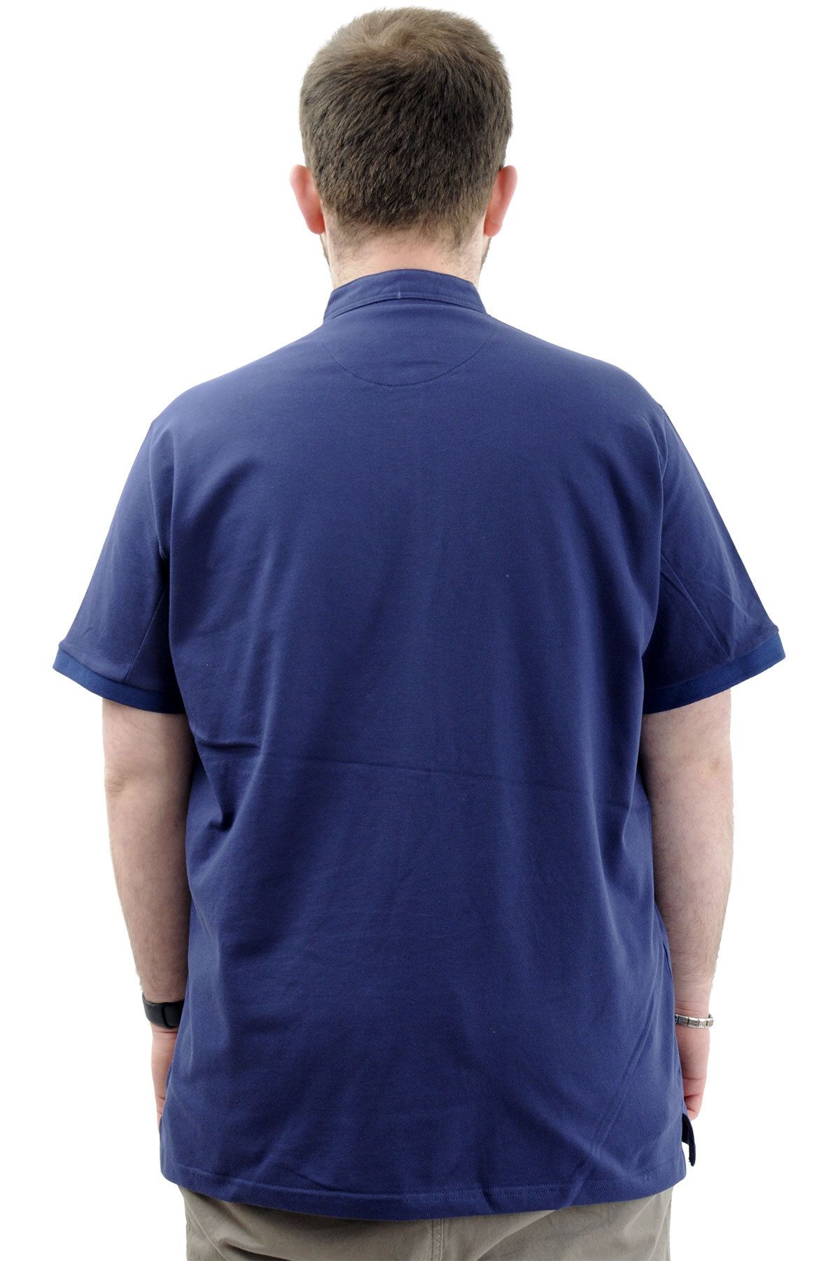 ModeXL-Ανδρικό μπλουζάκι - Mode XL, Plus Size, Κομψός γιακάς, Λογότυπο Md, Indigo 22326 4