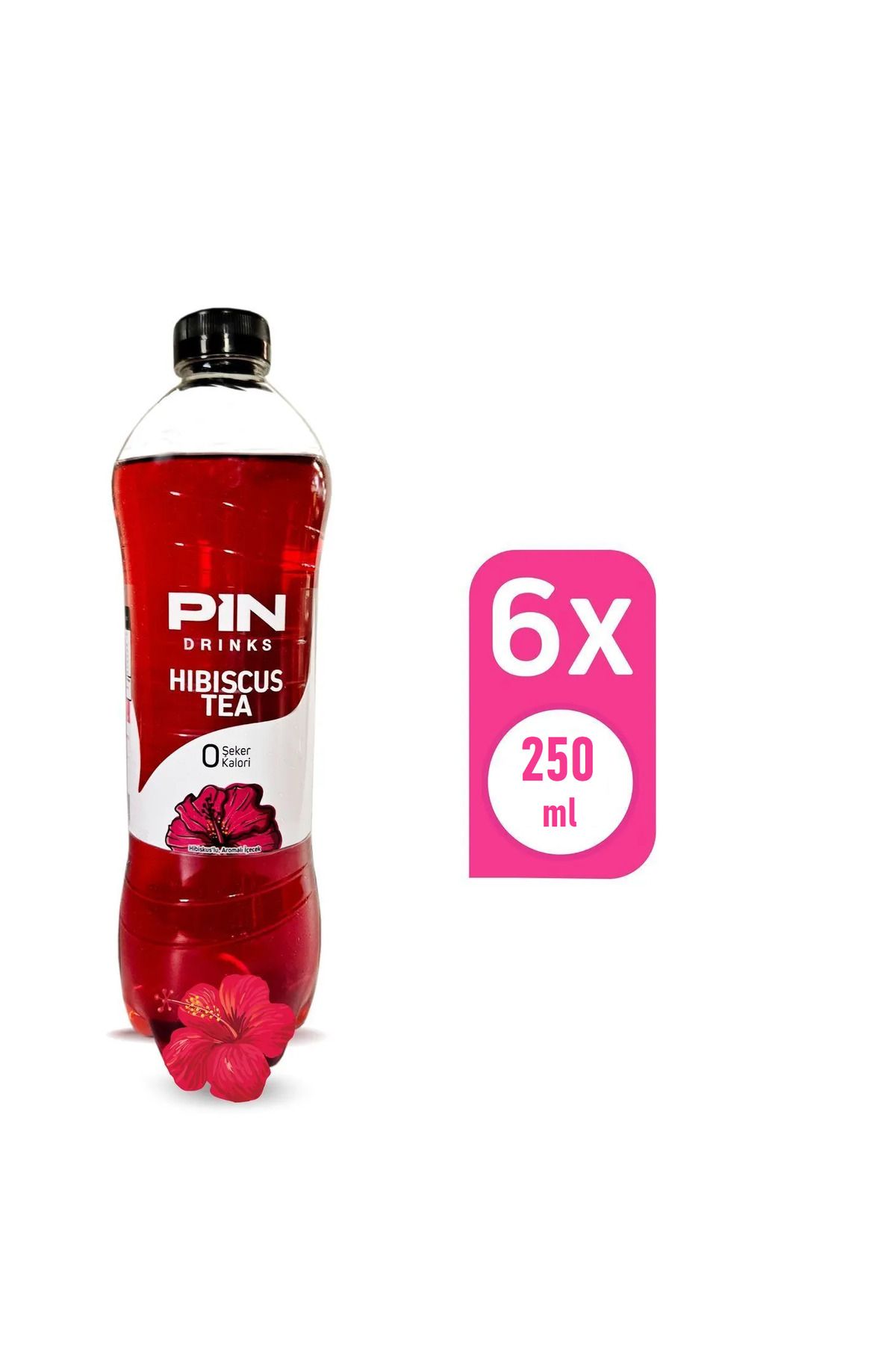 Pin Hibiskus Çayı - Şekersiz & Kalorisiz 250 ml X 6 Adet