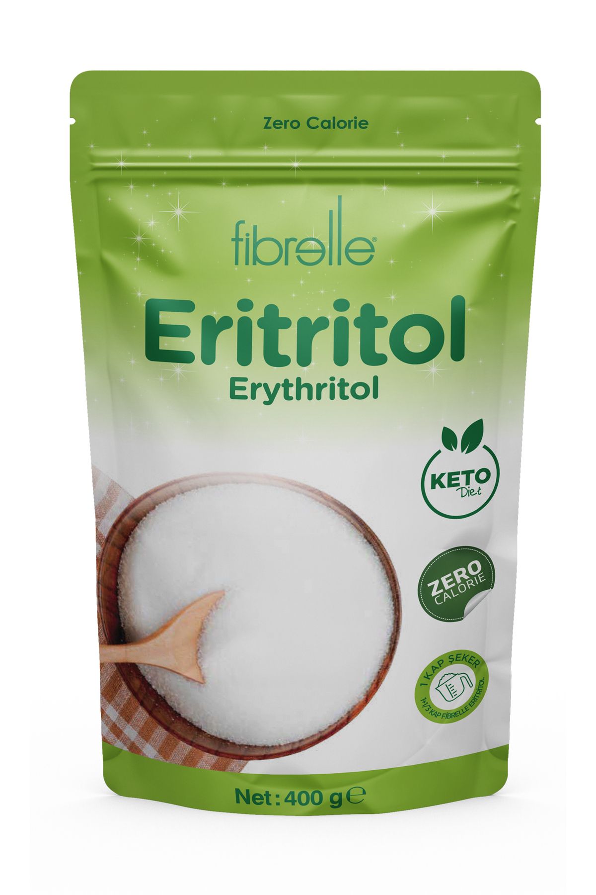 Fibrelle 400 G Eritritol 1 Paket. Keto / Ketojenik / Vegan Diyete Uygundur.