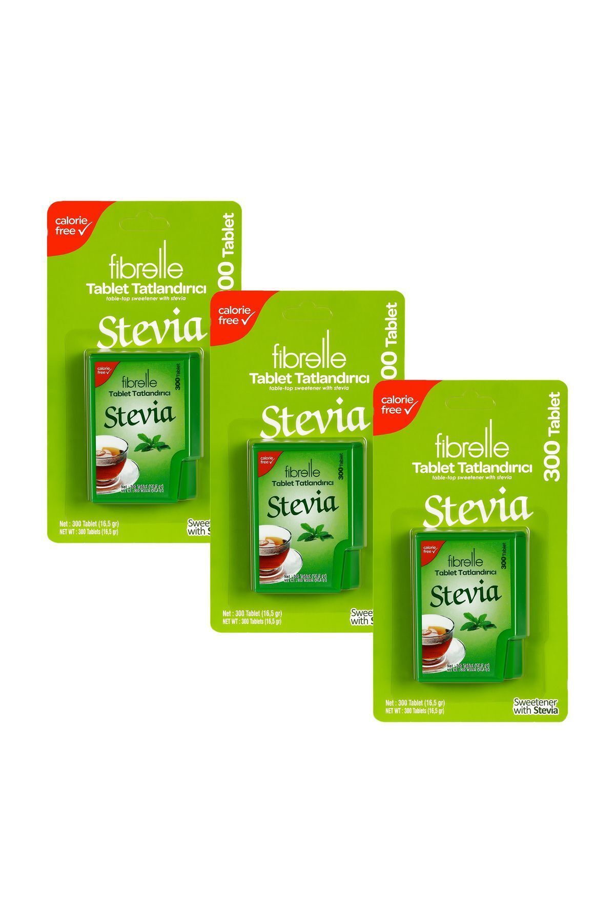 Fibrelle Stevia Lı Tablet Tatlandırıcı 300'lük Kutu 3 Paket