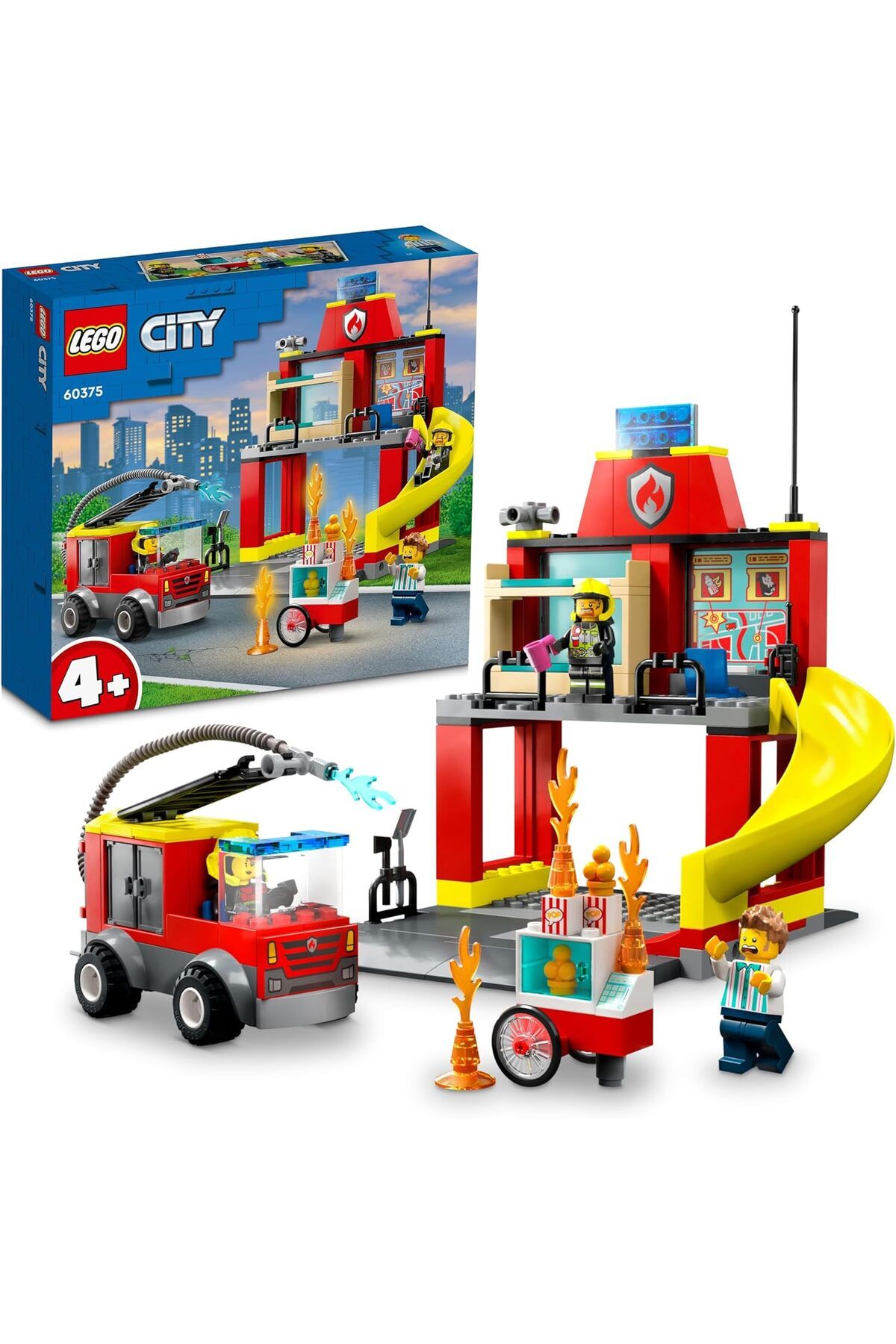 STOREMAX lvnmblya City İtfaiye Merkezi ve İtfaiye Kamyonu 60375-4 Yaş ve Üzeri İçin 3 Minifigür İçer