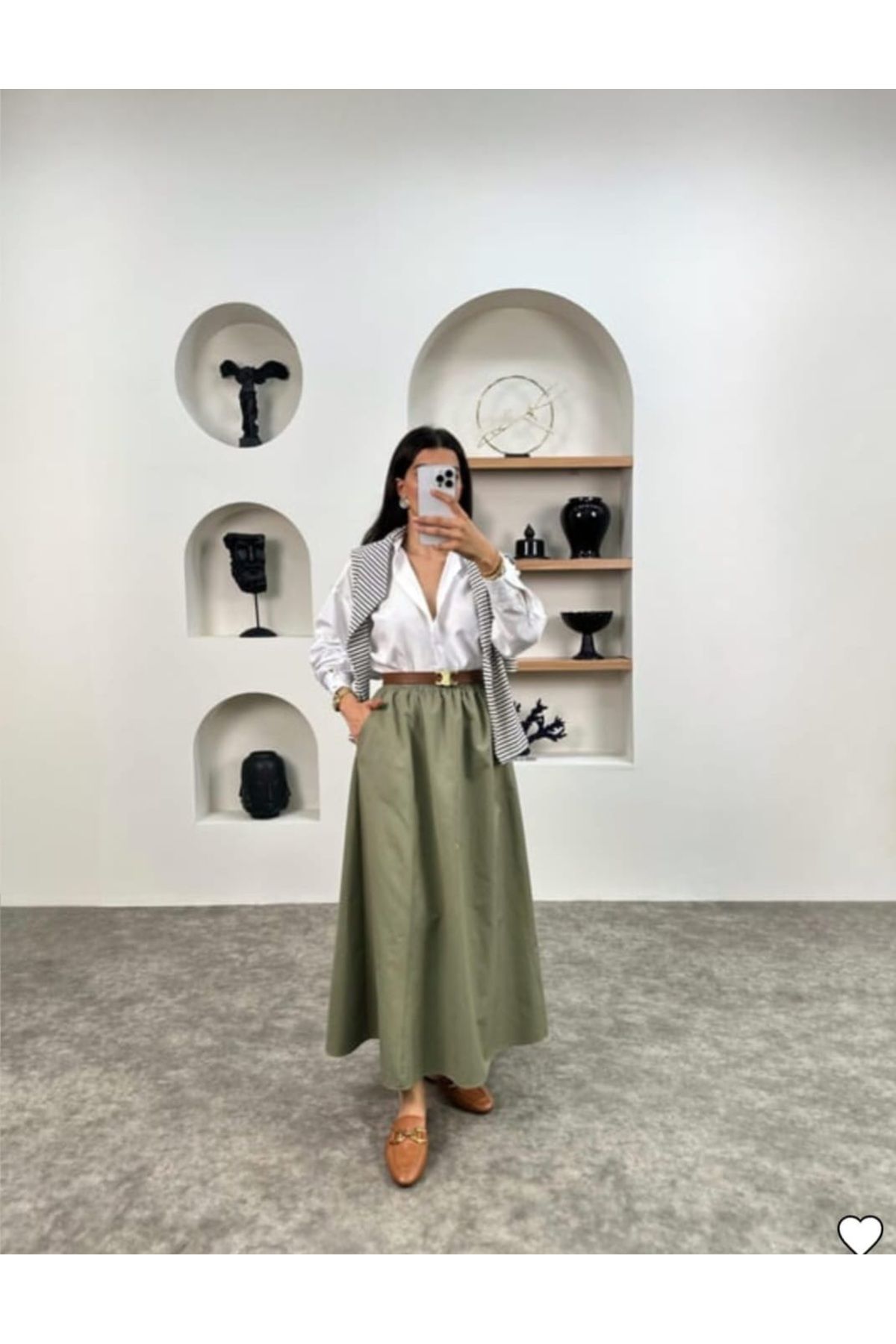 gabardine premium tissu dhiver jupe élastiquée à la taille avec poches