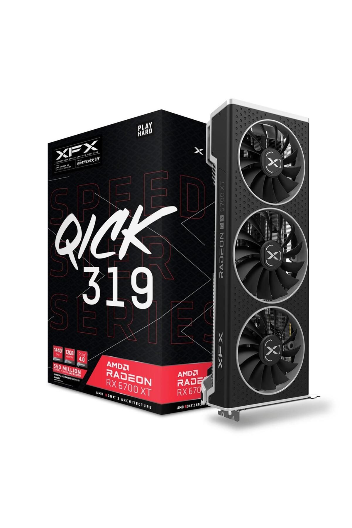 XFX-بطاقة رسومات Radeon RX6700XT Speedster QICK 319 باللون الأسود سعة 12 جيجابايت GDDR6 192 بت HDMI/DP 1