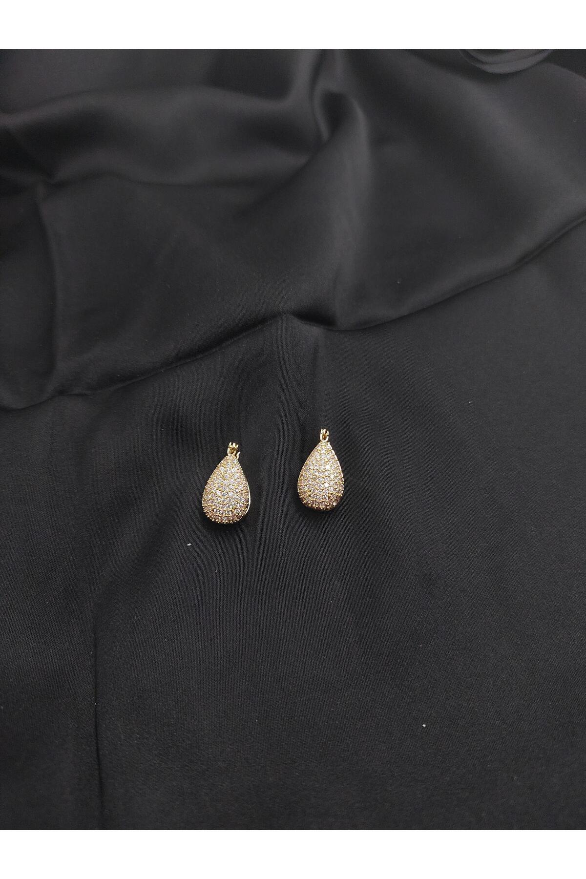 Demeter-Gold Color Stone Drop Earrings 1