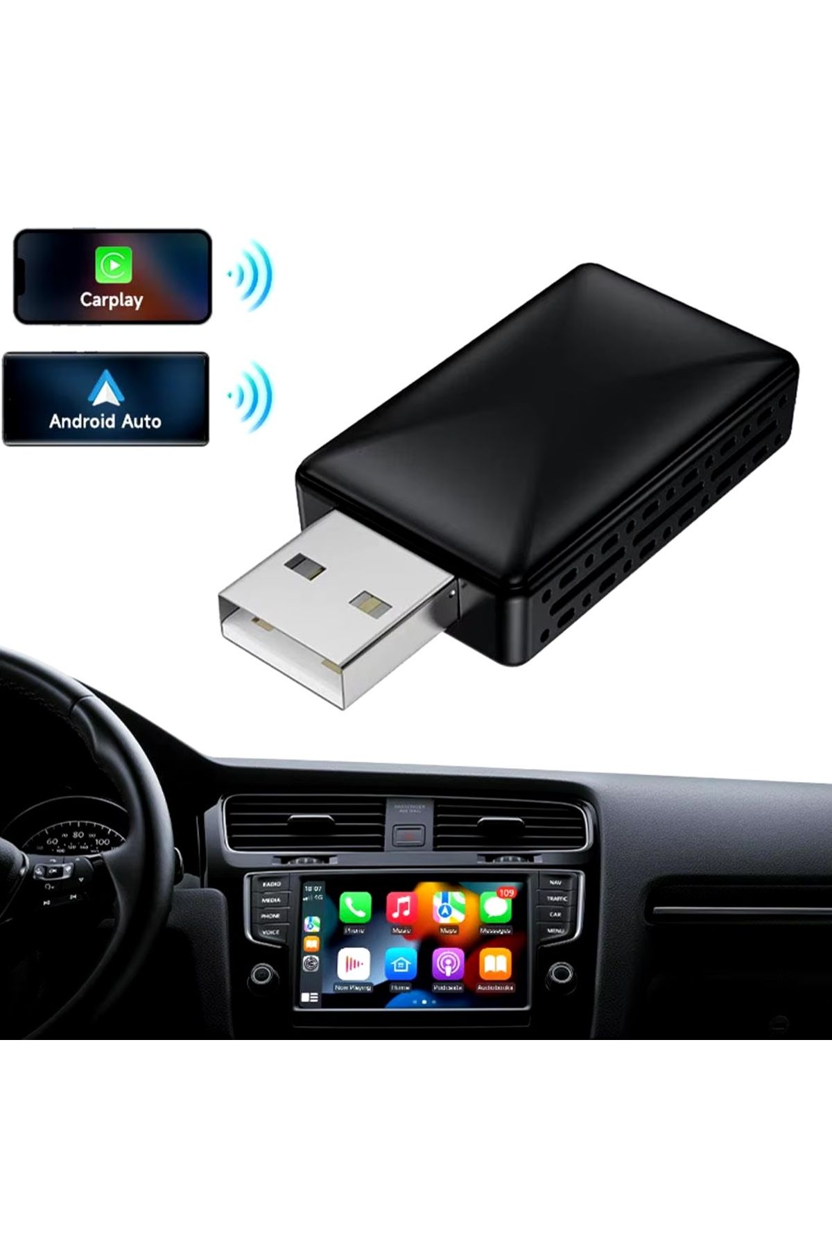 YATE10 Kablosuz Android Auto/Car Play USB Dongle Cihazı