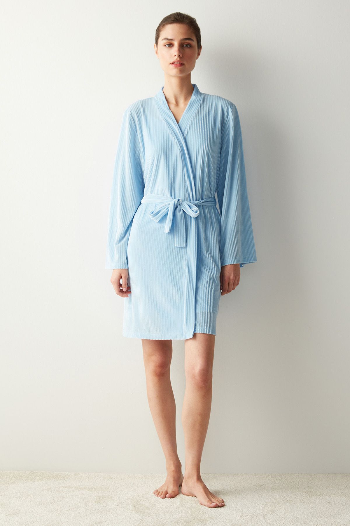 Penti-Jayde Velvet Blue Dressing Gown 3