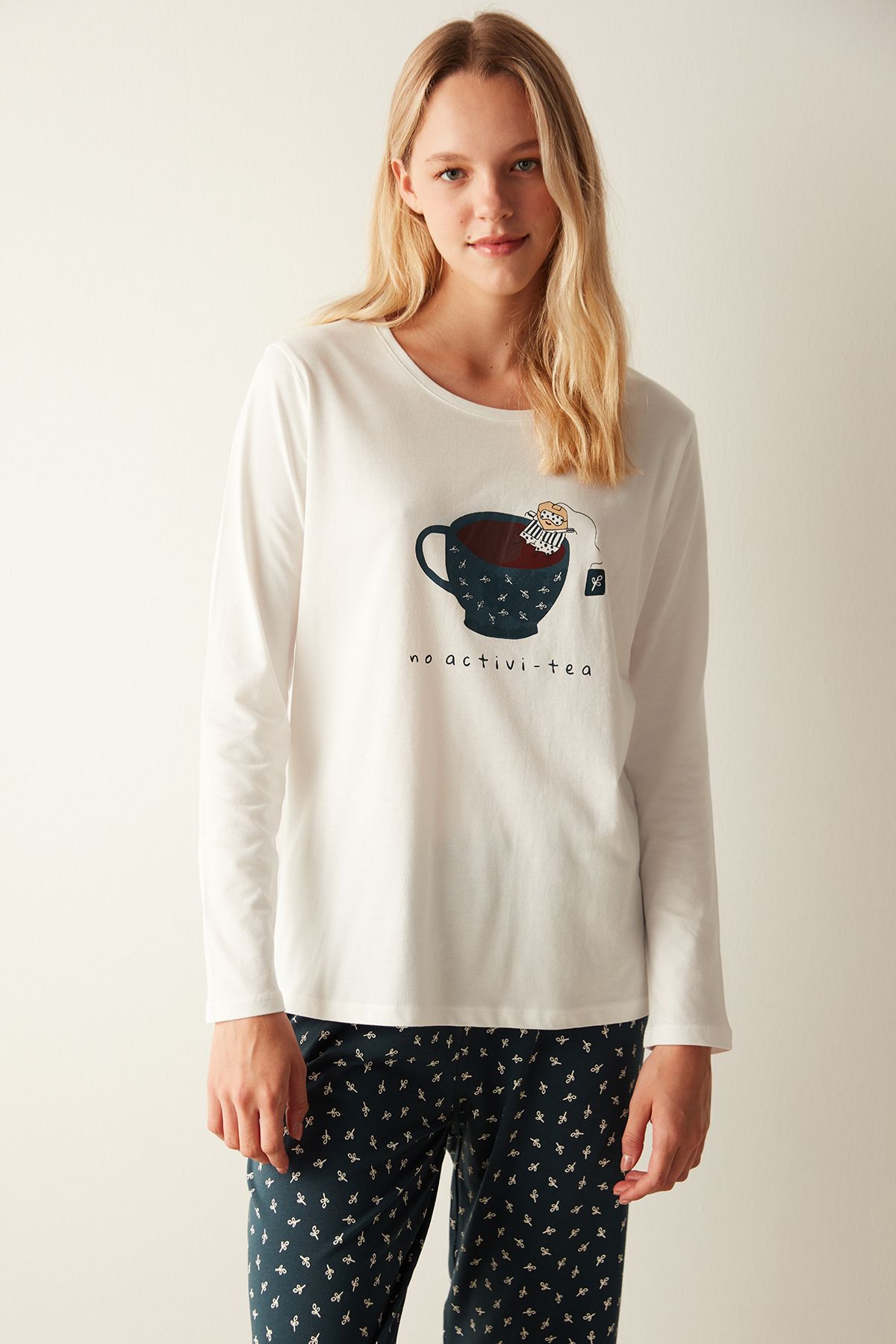 Penti-Activi-Tea Slogan Printed Pajama Set 3