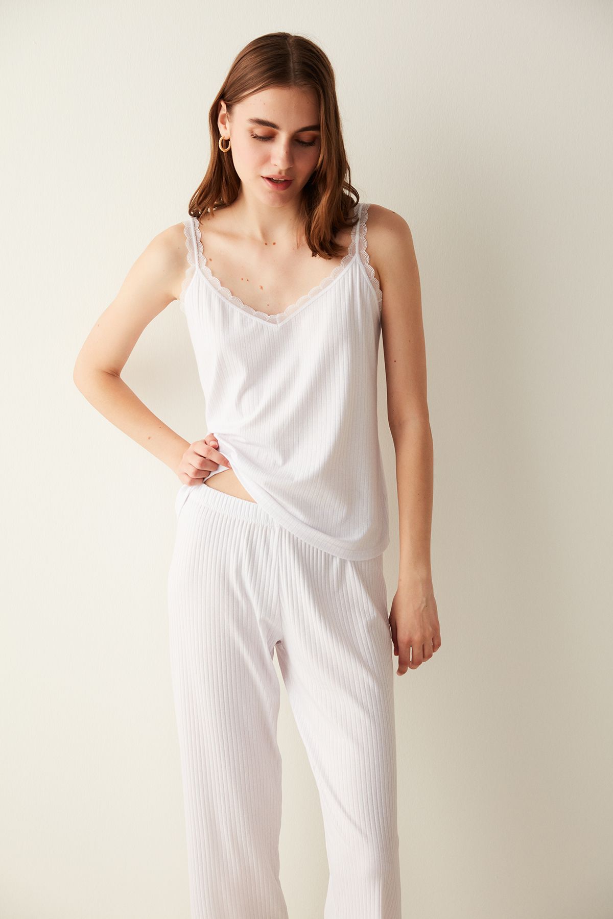 Penti-Pantaloni albi eleganti Pantaloni de pijama-Colectia de mireasa 3