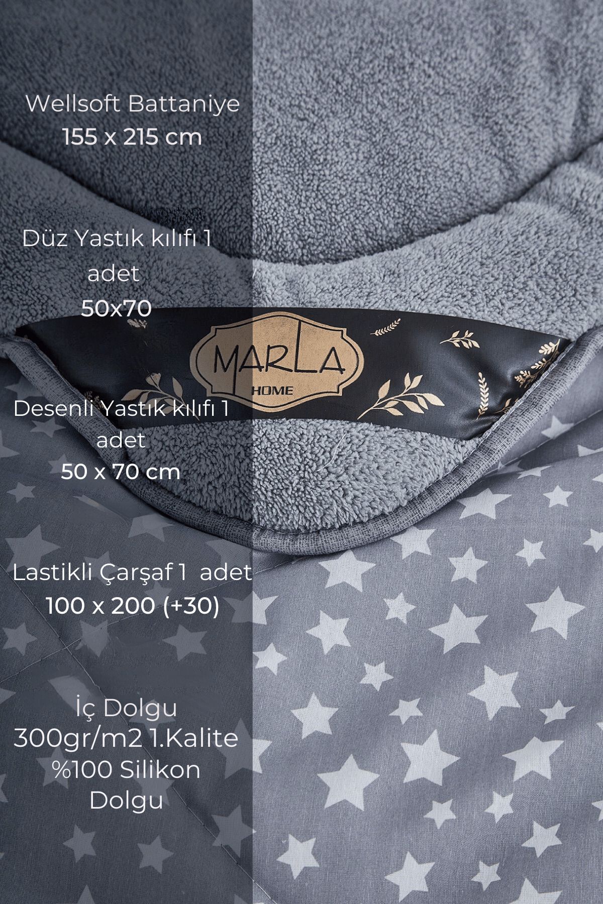 MARLA HOME-Soft Blanket Fluffy Sleeping Set - Star Pattern, Single, Double Sided Wellsoft 2
