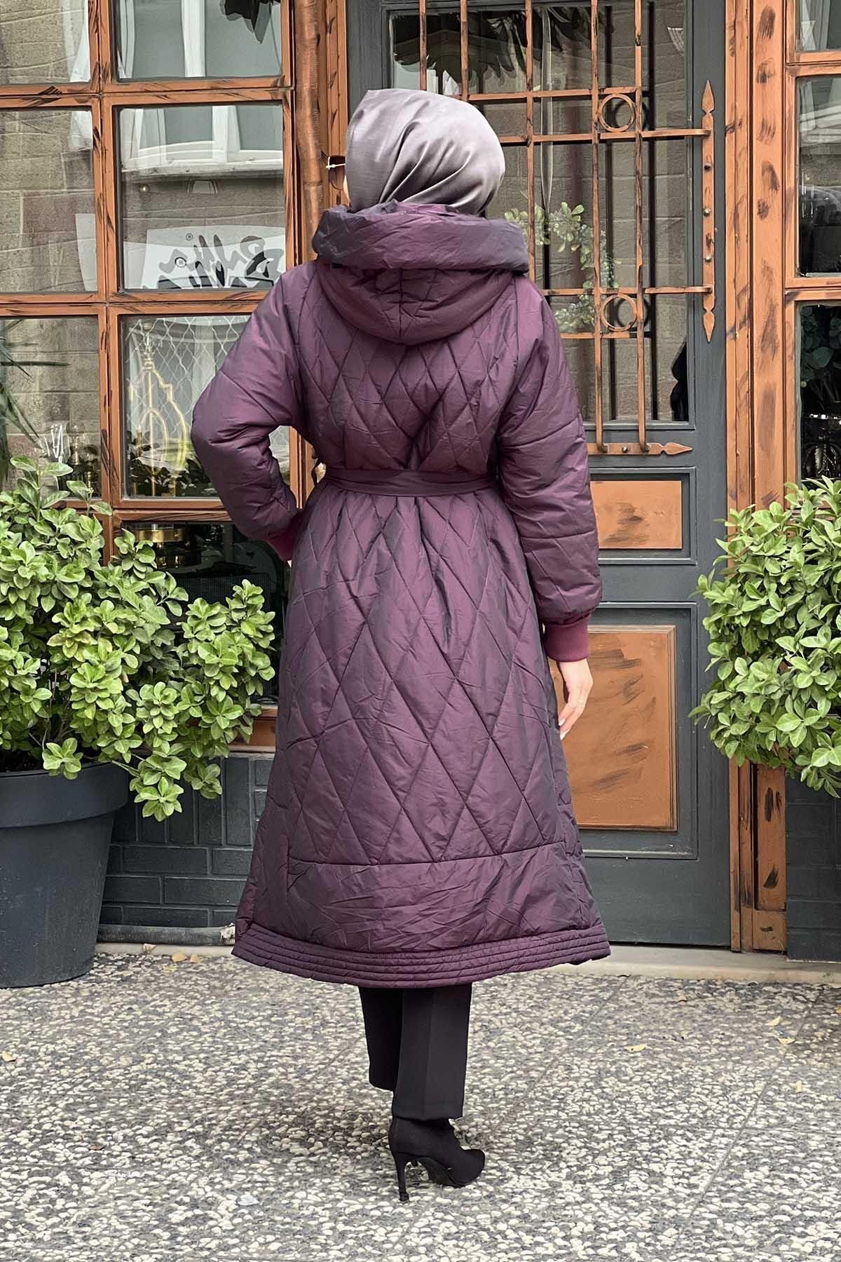 MissWhence-36533 Hooded Plum Inflatable Top Coat 4