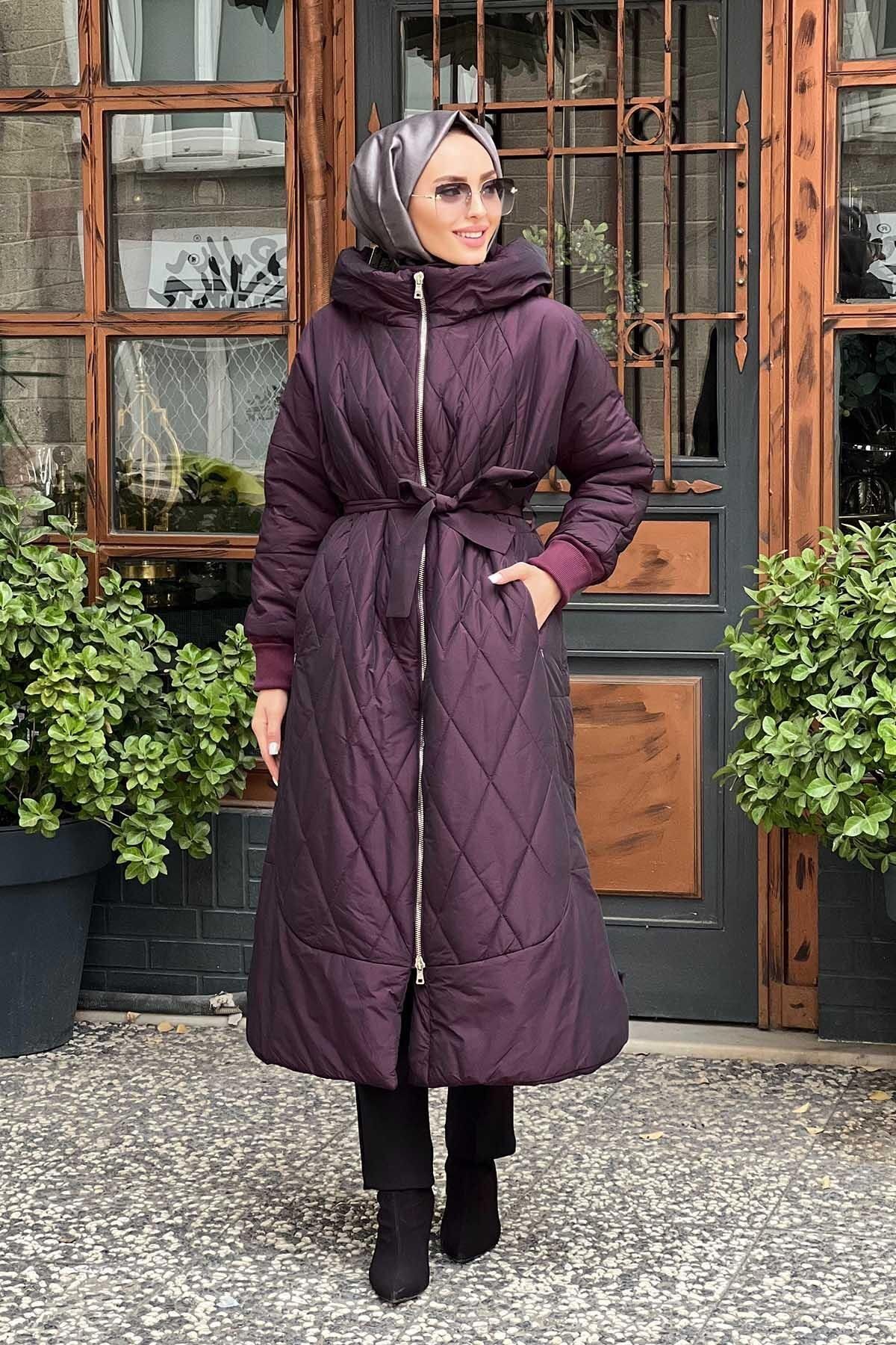 MissWhence-36533 Hooded Plum Inflatable Top Coat 1