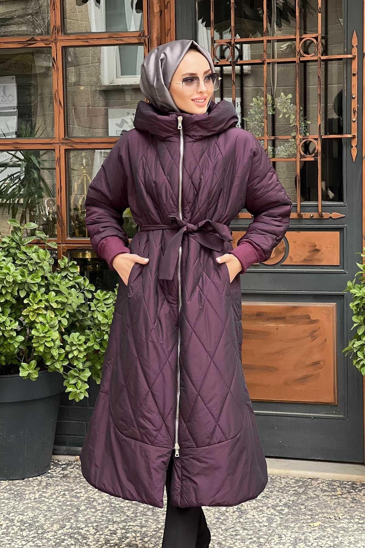 MissWhence-36533 Hooded Plum Inflatable Top Coat 3