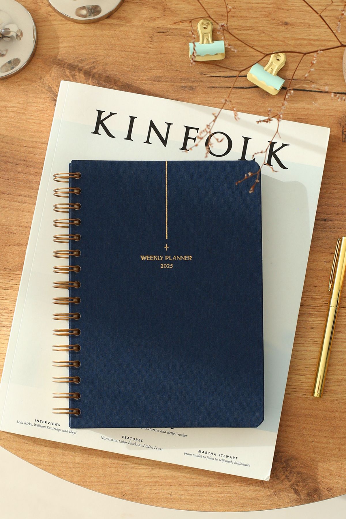 Matt Notebook-2025 Year A5 Linen - Spiral Agenda, 15X21 Cm, 12 Months Dark Blue 1