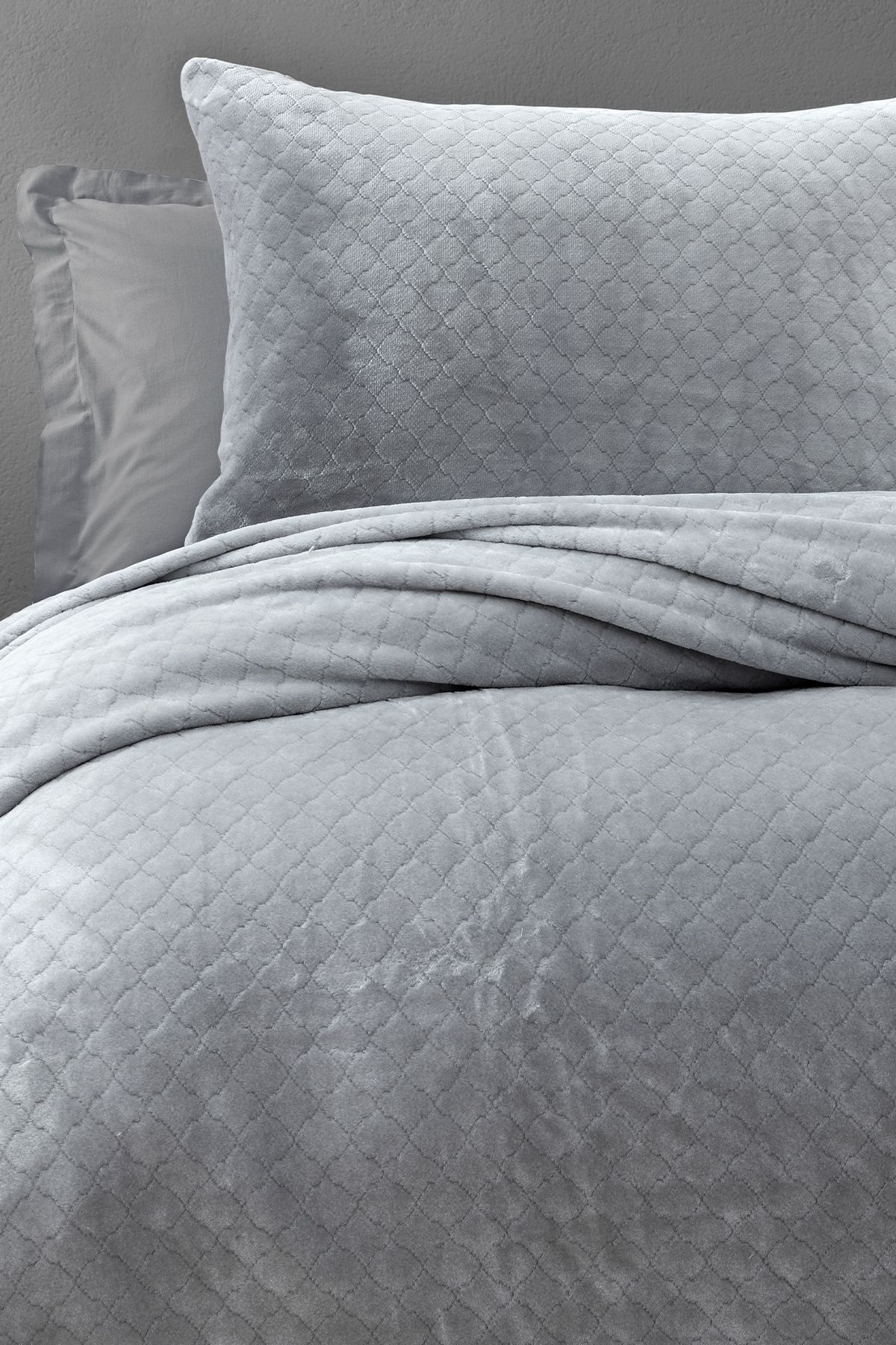 Yataş-Gray Single Blanket Bedspread Set 2