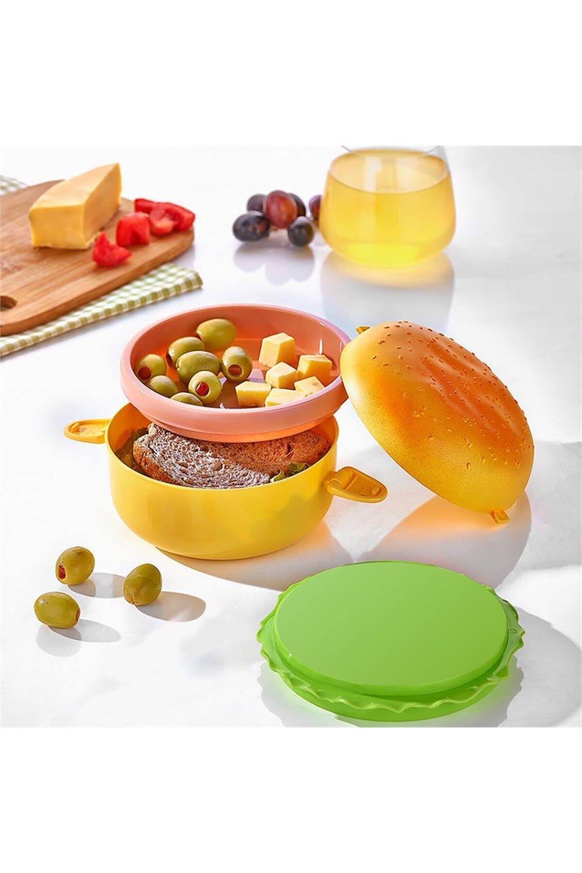 Ovebu Hamburger Görünümlü Beslenme ve Saklama Kabı