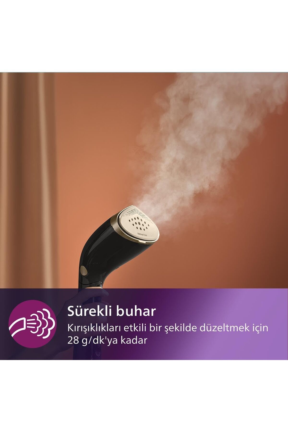 Philips Buharlı Düzleştirici 7000 Serisi, OptimalTEMP 100 ml ve 200 ml Değiştirilebilir Su Haznesi