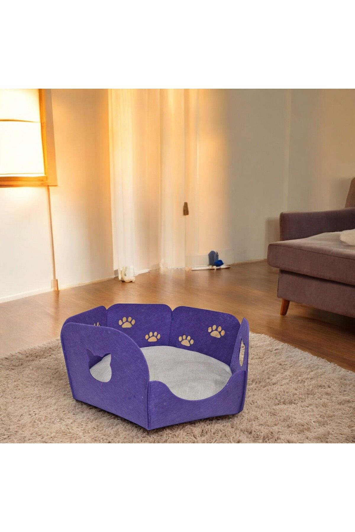 Next Craft-Cat Bed Nest House with Cushion Portable 3 mm Felt Hexagon Design (Nest+Cushion) 3