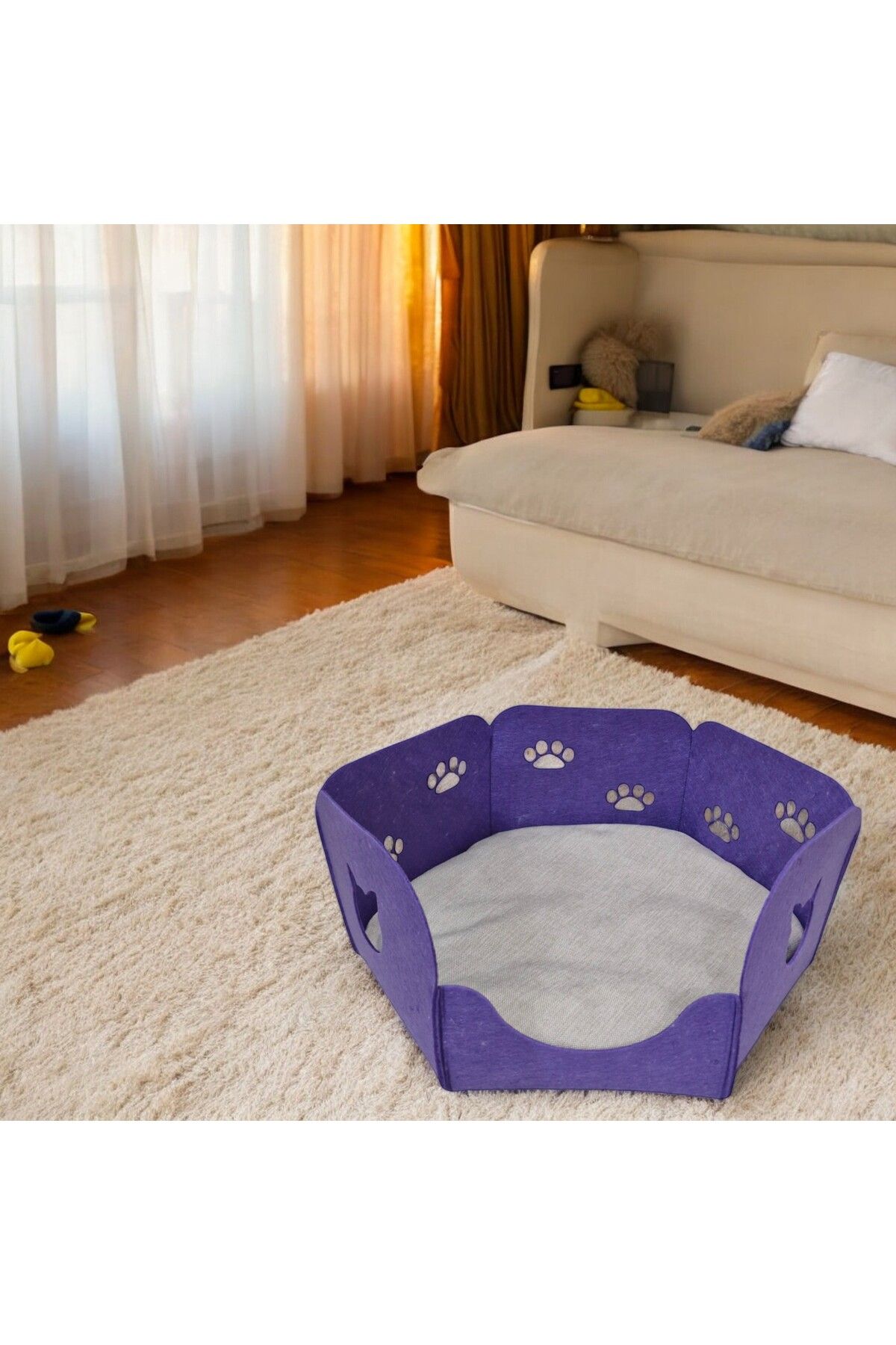 Next Craft-Cat Bed Nest House with Cushion Portable 3 mm Felt Hexagon Design (Nest+Cushion) 4