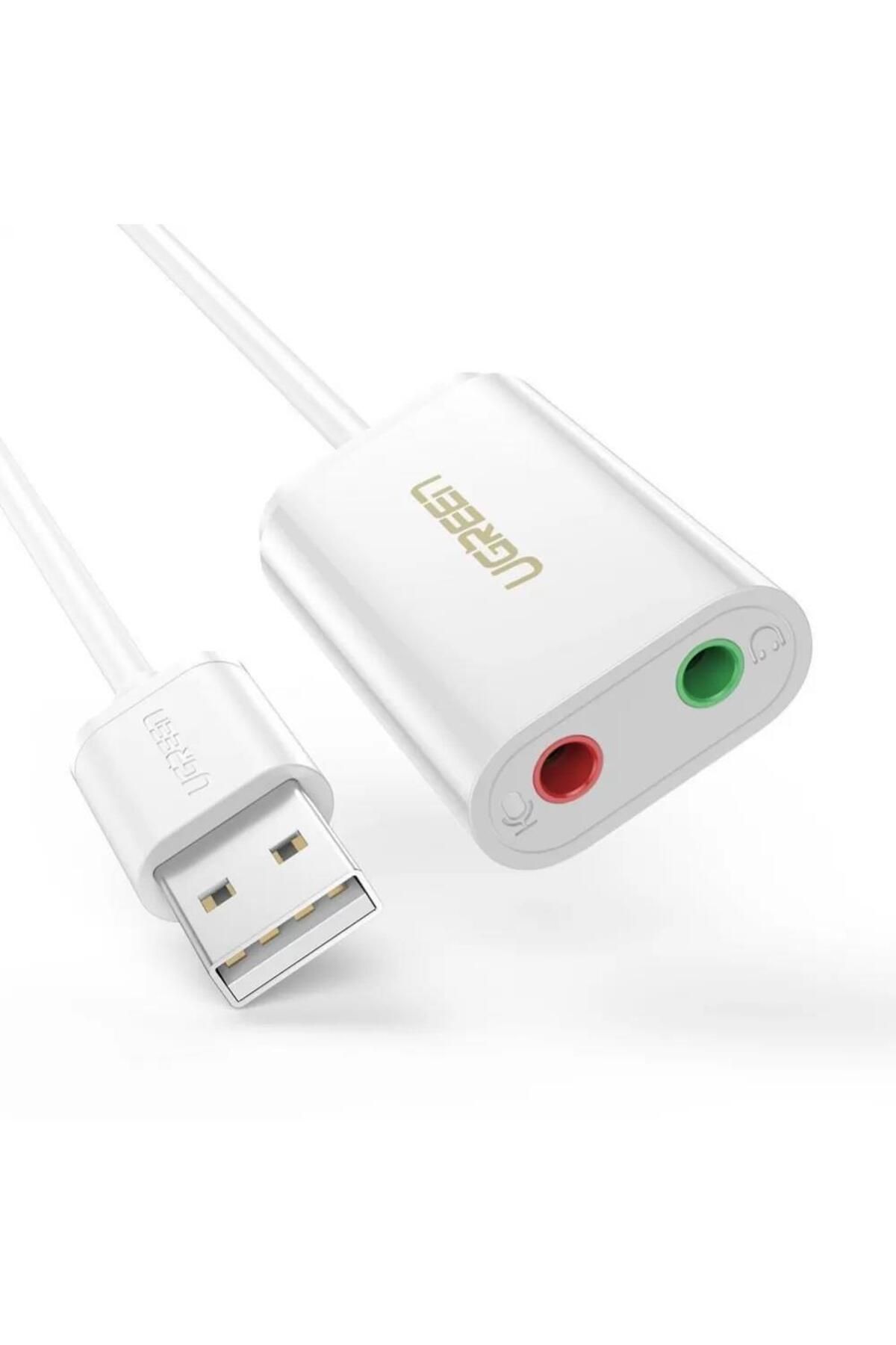 Ugreen 3.5mm Harici Usb Ses Kartı Beyaz